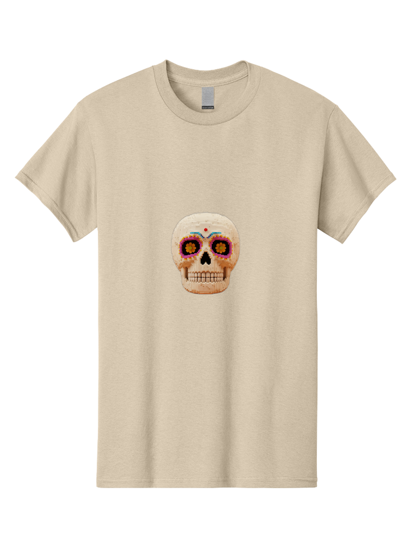 Sugar-Skull-7 Men'S Graphic Tee, 100% Cotton, Comfortable Casual Summer Wear, Machine Washable, Sugar Skull Decoration, Day Of The Dead, Colorful Skull, Mexican Culture, Festive Design, Vibrant Colors, Floral Patterns, Traditional Art Bad779