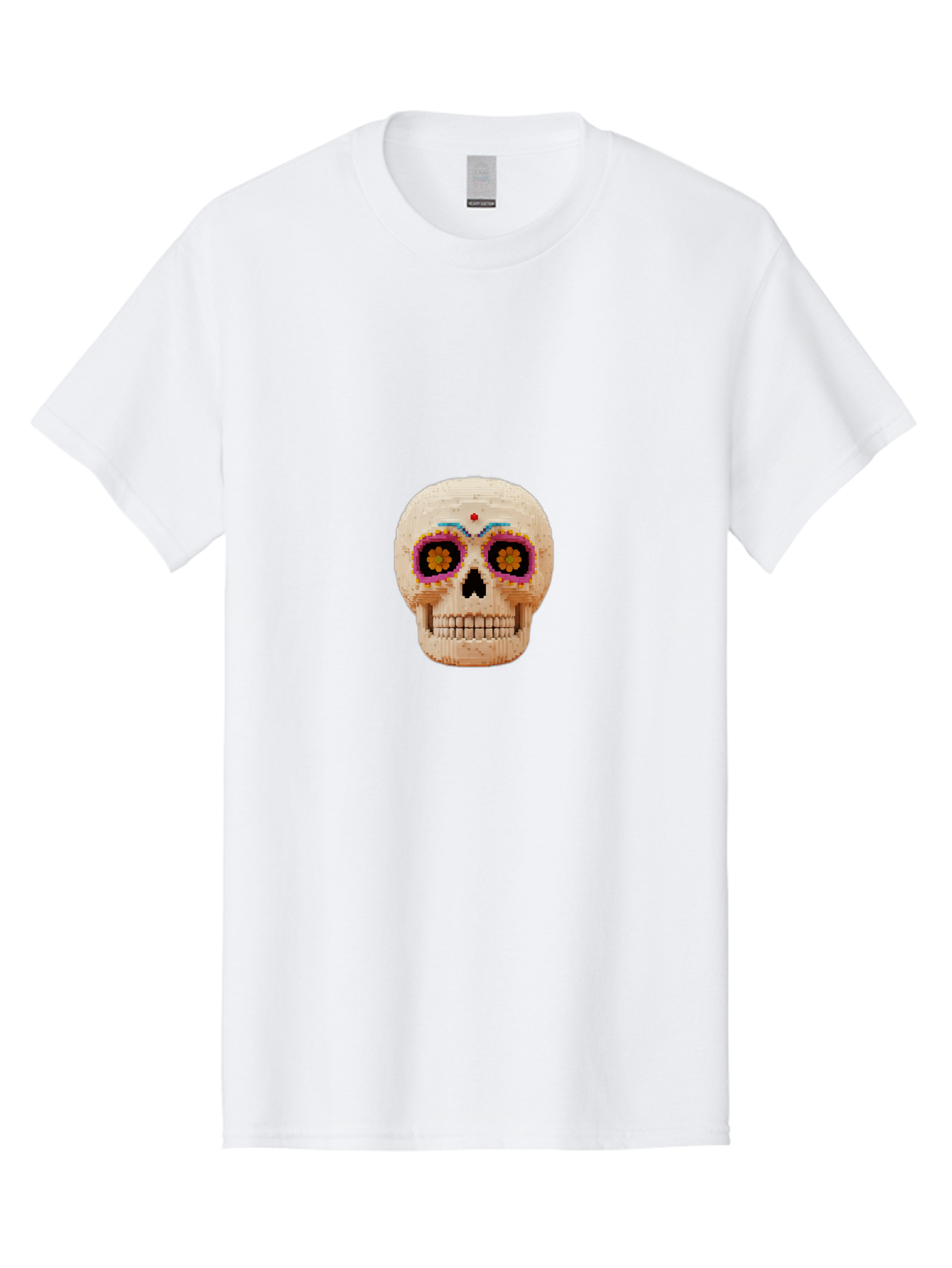 Sugar-Skull-7 Men'S Graphic Tee, 100% Cotton, Comfortable Casual Summer Wear, Machine Washable, Sugar Skull Decoration, Day Of The Dead, Colorful Skull, Mexican Culture, Festive Design, Vibrant Colors, Floral Patterns, Traditional Art Bad779