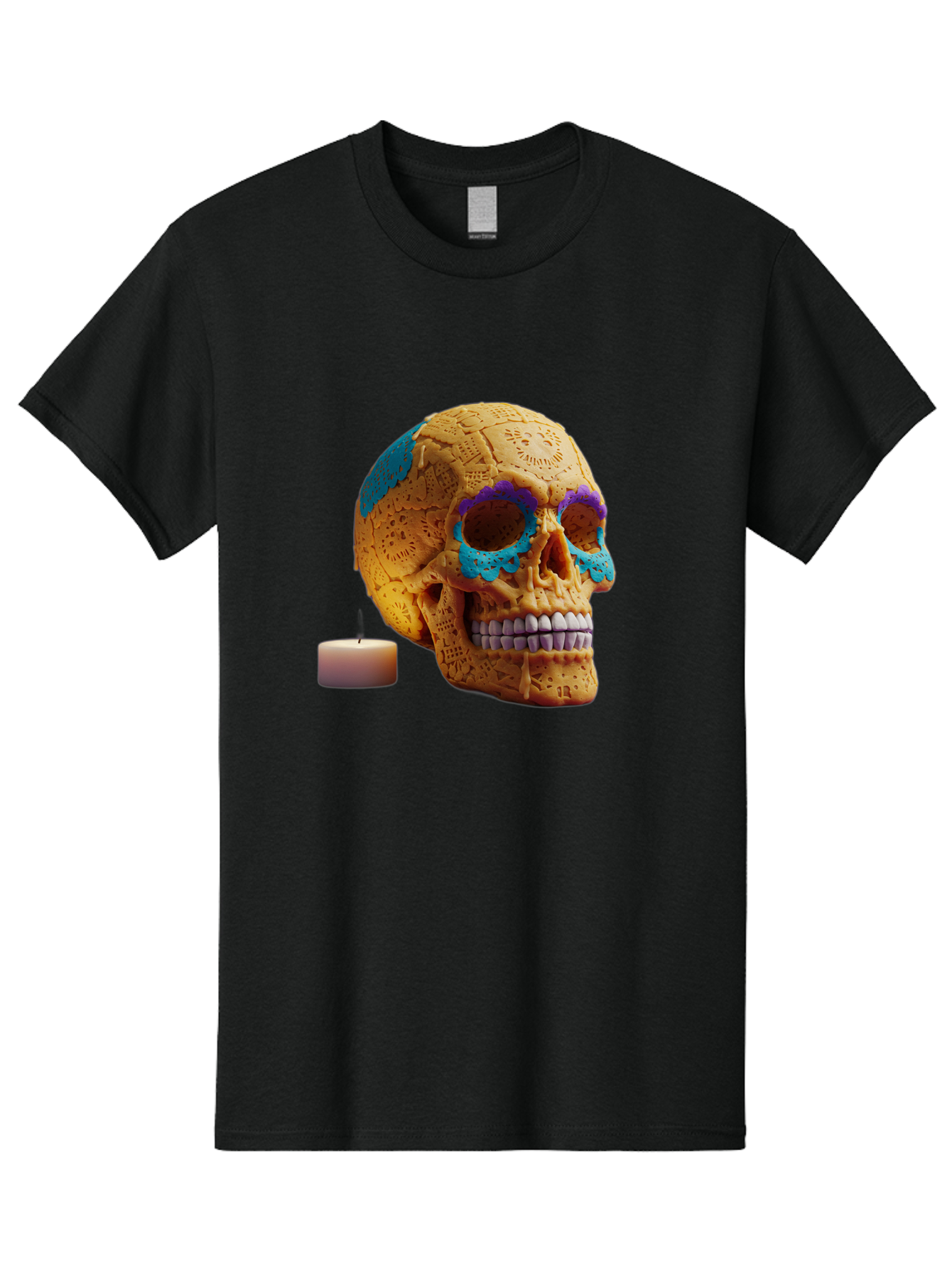 Sugar-Skull-8 Men'S Graphic Tee, 100% Cotton, Comfortable Casual Summer Wear, Machine Washable, Sugar Skull, Day Of The Dead Celebration, Vibrant Decorations, Intricate Designs, Decorative Skull, Traditional Mexican Art, Festive Atmosphere, Bad780