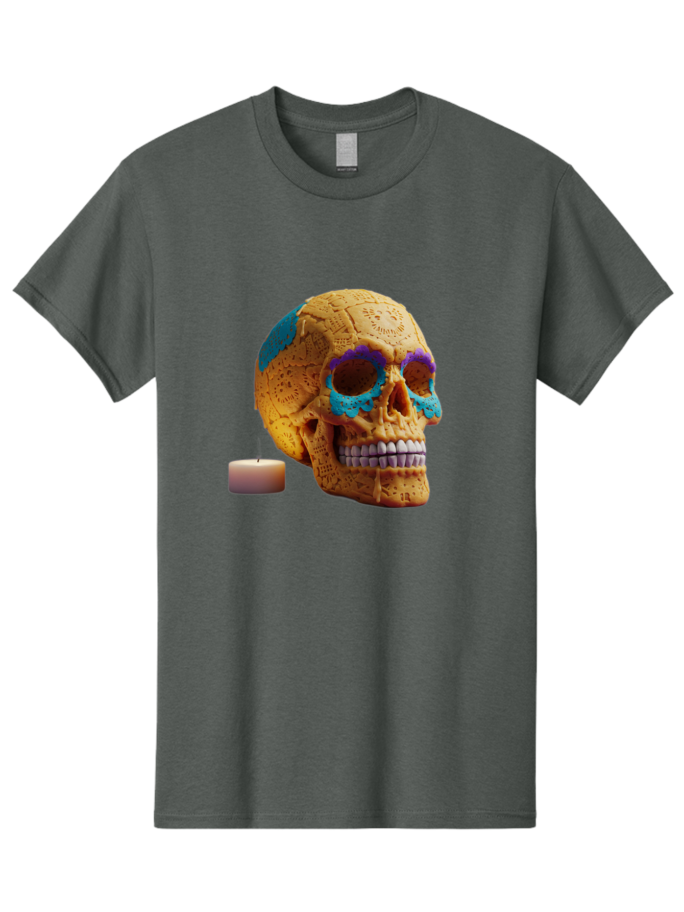 Sugar-Skull-8 Men'S Graphic Tee, 100% Cotton, Comfortable Casual Summer Wear, Machine Washable, Sugar Skull, Day Of The Dead Celebration, Vibrant Decorations, Intricate Designs, Decorative Skull, Traditional Mexican Art, Festive Atmosphere, Bad780