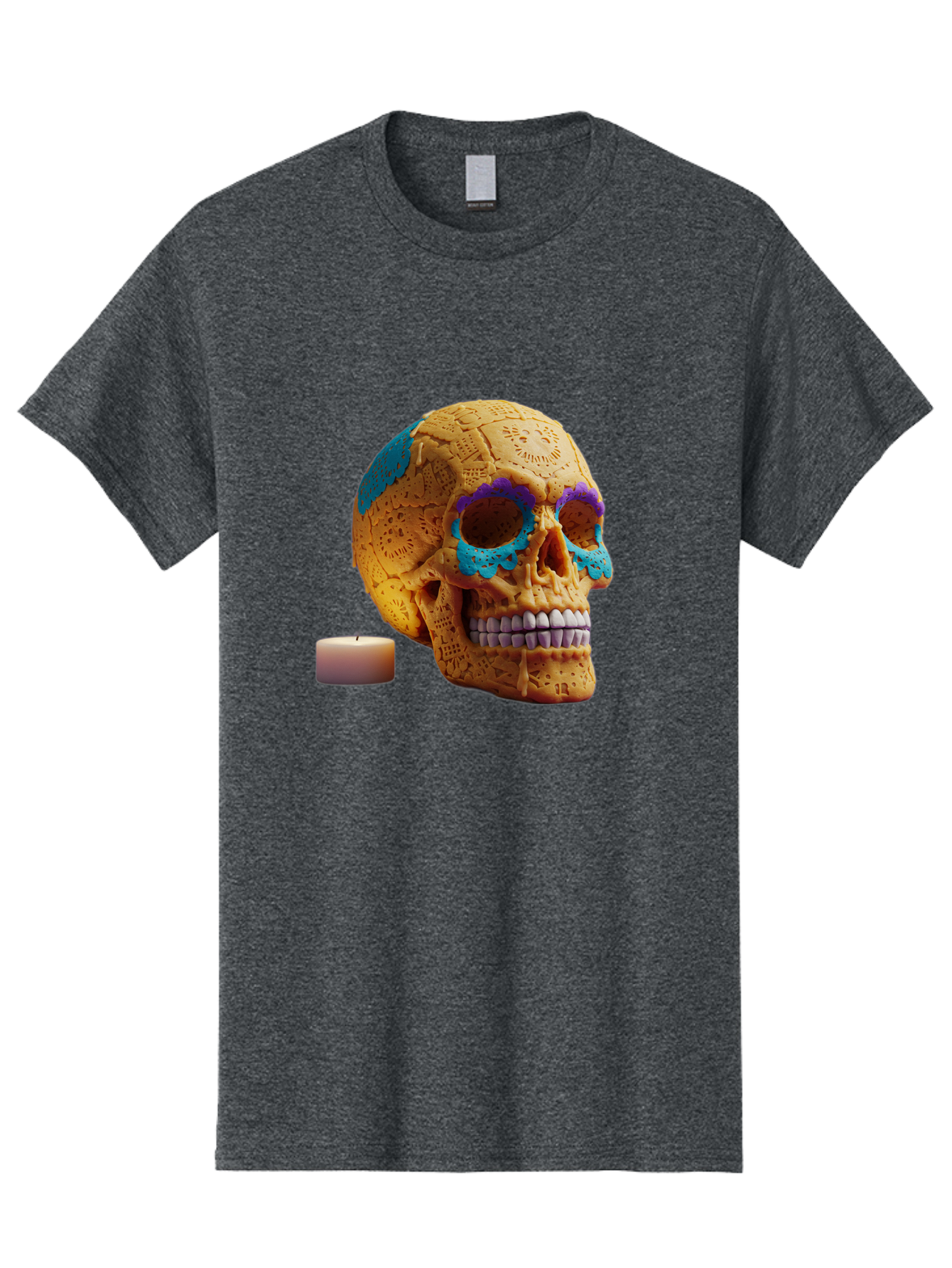 Sugar-Skull-8 Men'S Graphic Tee, 100% Cotton, Comfortable Casual Summer Wear, Machine Washable, Sugar Skull, Day Of The Dead Celebration, Vibrant Decorations, Intricate Designs, Decorative Skull, Traditional Mexican Art, Festive Atmosphere, Bad780