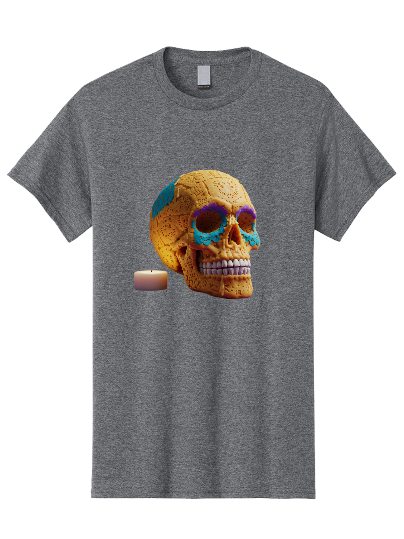 Sugar-Skull-8 Men'S Graphic Tee, 100% Cotton, Comfortable Casual Summer Wear, Machine Washable, Sugar Skull, Day Of The Dead Celebration, Vibrant Decorations, Intricate Designs, Decorative Skull, Traditional Mexican Art, Festive Atmosphere, Bad780