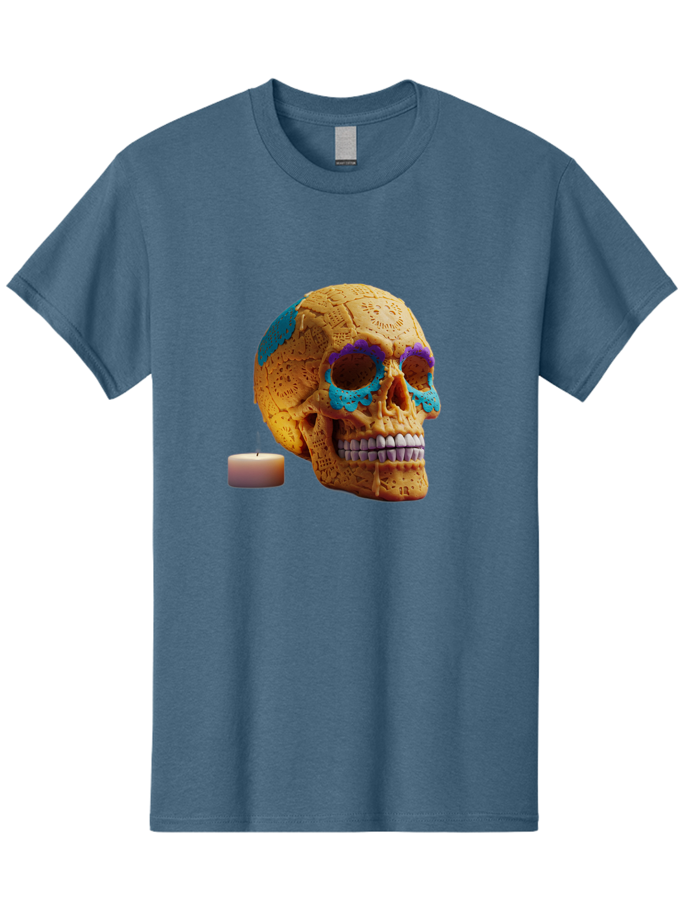 Sugar-Skull-8 Men'S Graphic Tee, 100% Cotton, Comfortable Casual Summer Wear, Machine Washable, Sugar Skull, Day Of The Dead Celebration, Vibrant Decorations, Intricate Designs, Decorative Skull, Traditional Mexican Art, Festive Atmosphere, Bad780