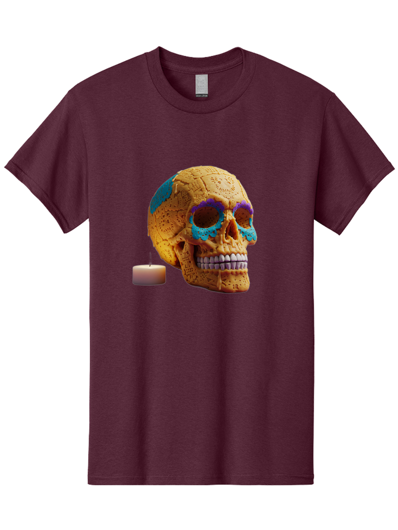 Sugar-Skull-8 Men'S Graphic Tee, 100% Cotton, Comfortable Casual Summer Wear, Machine Washable, Sugar Skull, Day Of The Dead Celebration, Vibrant Decorations, Intricate Designs, Decorative Skull, Traditional Mexican Art, Festive Atmosphere, Bad780