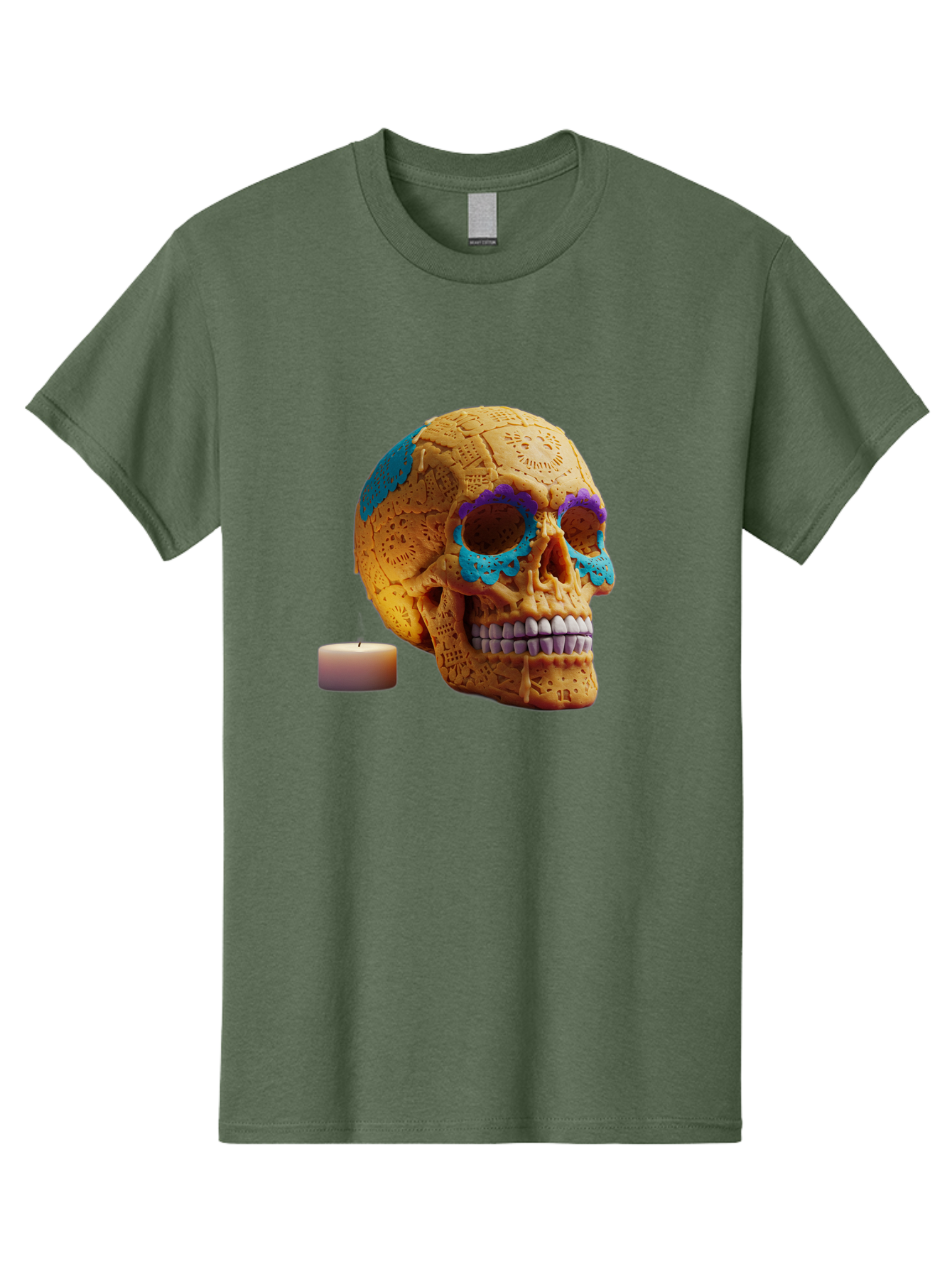 Sugar-Skull-8 Men'S Graphic Tee, 100% Cotton, Comfortable Casual Summer Wear, Machine Washable, Sugar Skull, Day Of The Dead Celebration, Vibrant Decorations, Intricate Designs, Decorative Skull, Traditional Mexican Art, Festive Atmosphere, Bad780