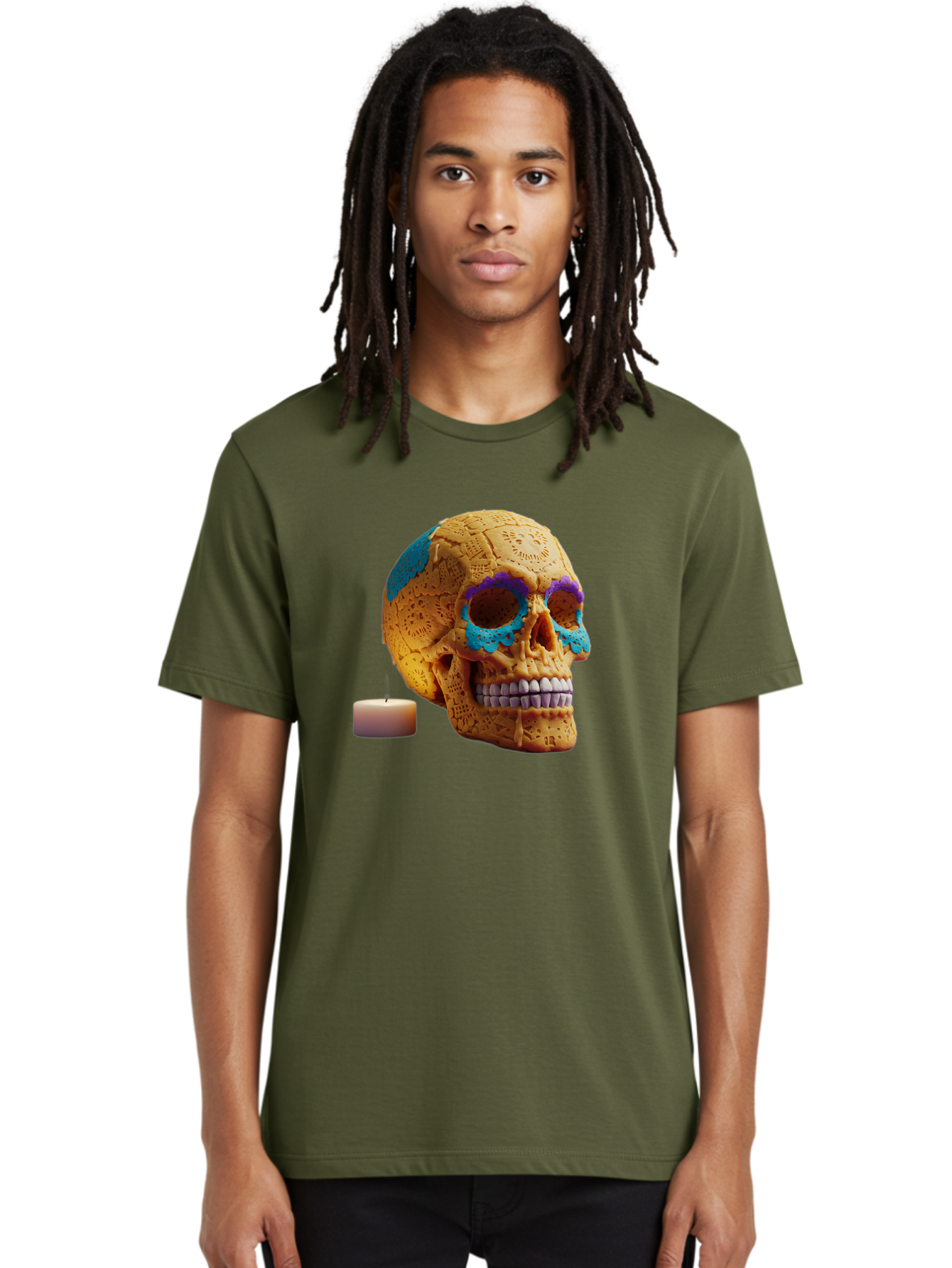 Sugar-Skull-8 Men'S Graphic Tee, 100% Cotton, Comfortable Casual Summer Wear, Machine Washable, Sugar Skull, Day Of The Dead Celebration, Vibrant Decorations, Intricate Designs, Decorative Skull, Traditional Mexican Art, Festive Atmosphere, Bad780