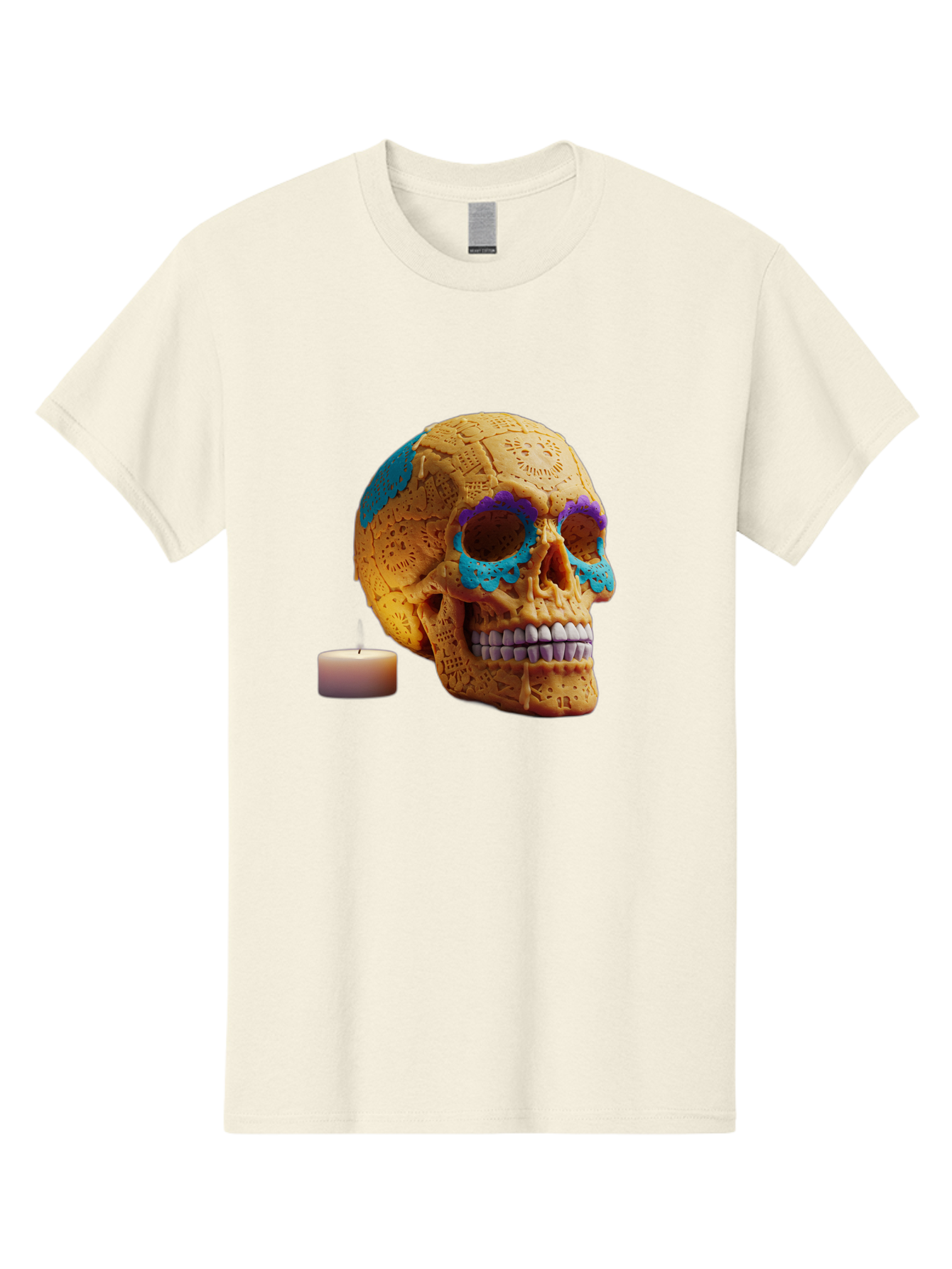 Sugar-Skull-8 Men'S Graphic Tee, 100% Cotton, Comfortable Casual Summer Wear, Machine Washable, Sugar Skull, Day Of The Dead Celebration, Vibrant Decorations, Intricate Designs, Decorative Skull, Traditional Mexican Art, Festive Atmosphere, Bad780