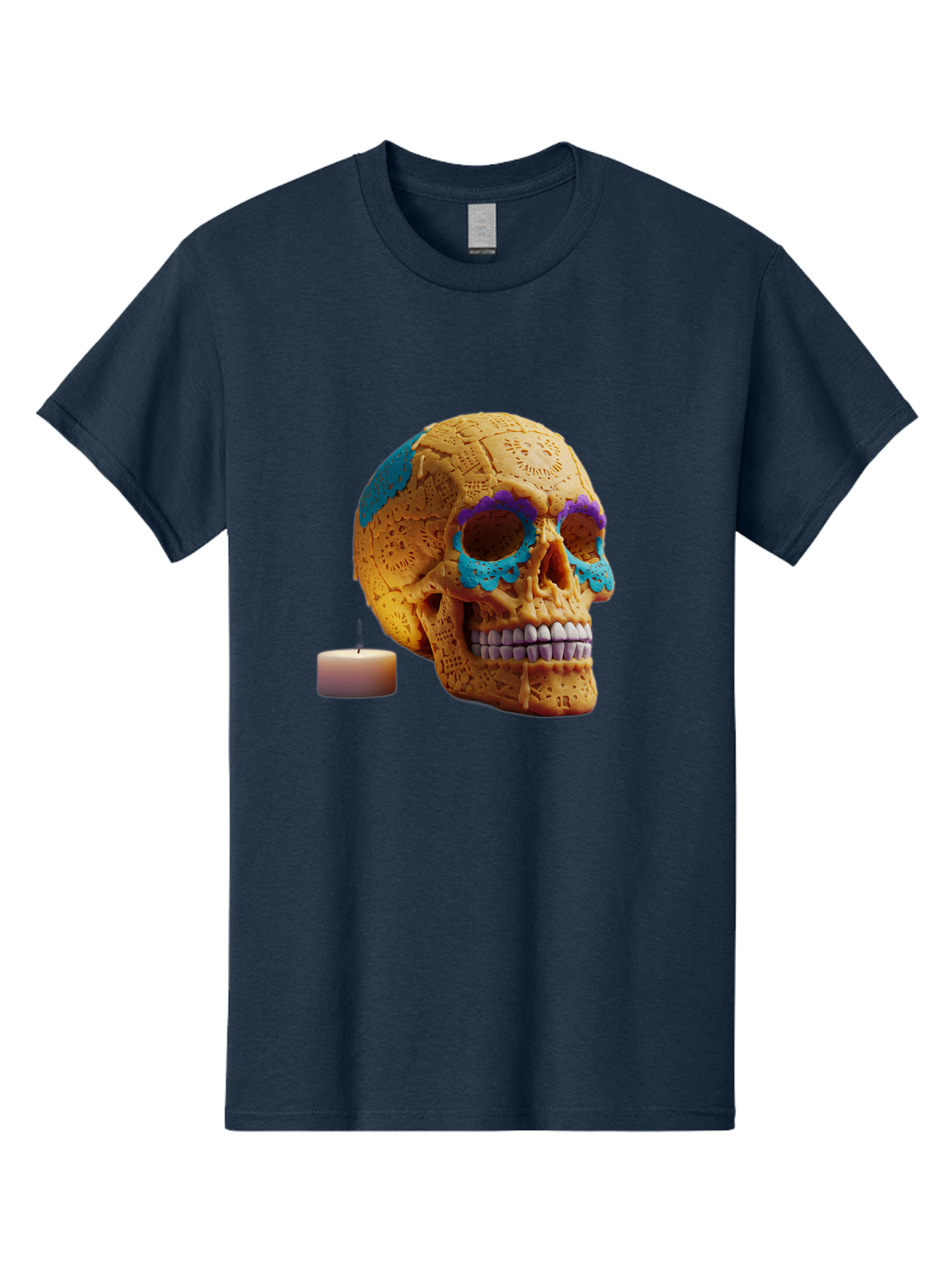 Sugar-Skull-8 Men'S Graphic Tee, 100% Cotton, Comfortable Casual Summer Wear, Machine Washable, Sugar Skull, Day Of The Dead Celebration, Vibrant Decorations, Intricate Designs, Decorative Skull, Traditional Mexican Art, Festive Atmosphere, Bad780