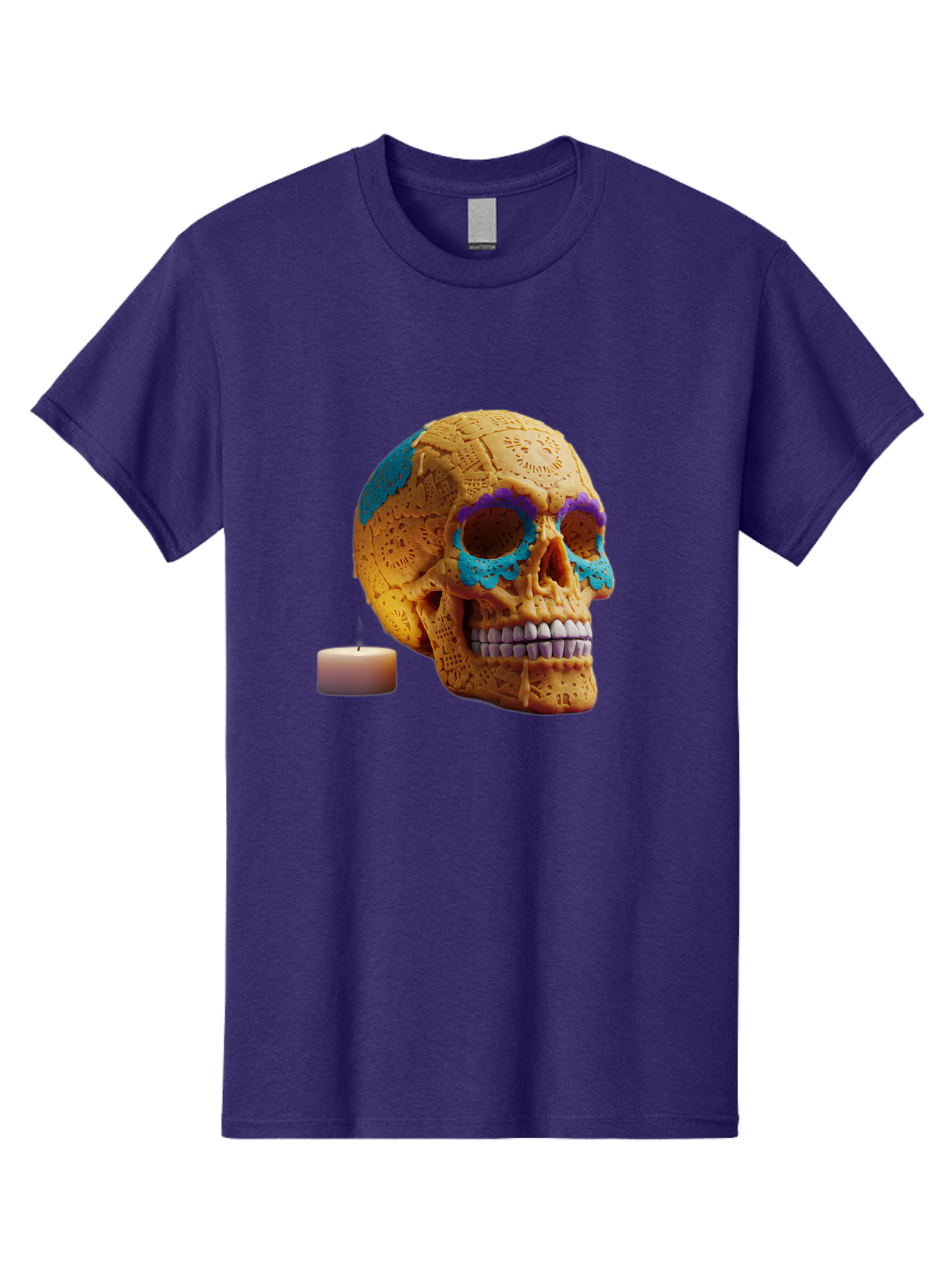 Sugar-Skull-8 Men'S Graphic Tee, 100% Cotton, Comfortable Casual Summer Wear, Machine Washable, Sugar Skull, Day Of The Dead Celebration, Vibrant Decorations, Intricate Designs, Decorative Skull, Traditional Mexican Art, Festive Atmosphere, Bad780
