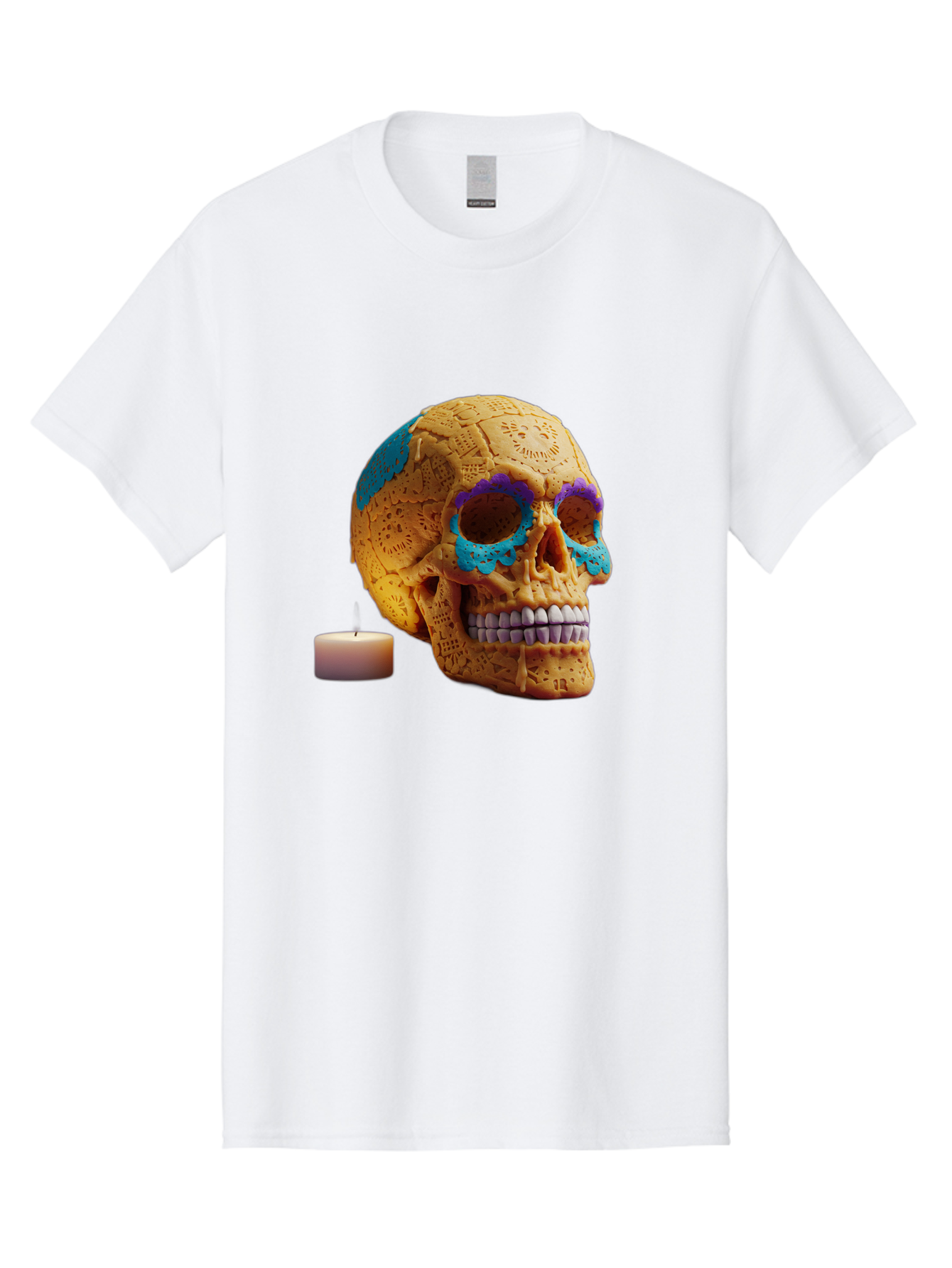 Sugar-Skull-8 Men'S Graphic Tee, 100% Cotton, Comfortable Casual Summer Wear, Machine Washable, Sugar Skull, Day Of The Dead Celebration, Vibrant Decorations, Intricate Designs, Decorative Skull, Traditional Mexican Art, Festive Atmosphere, Bad780