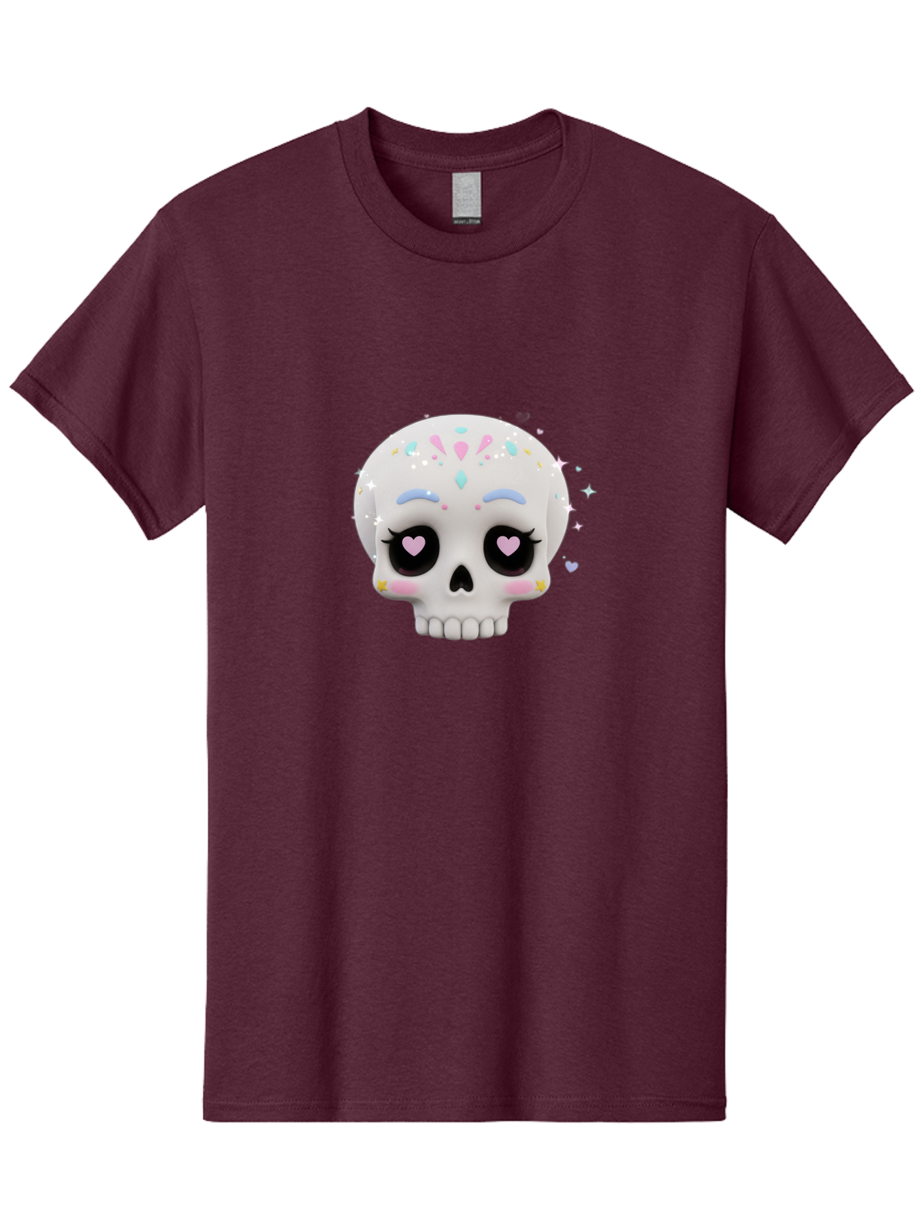 Sugar-Skull Men'S Graphic Tee, 100% Cotton, Comfortable Casual Summer Wear, Machine Washable, Sugar Skull Graphic, Cartoon-Style Skull, Pastel Colors, Festive Design, Day Of The Dead Theme, Colorful Sprinkles, Sparkly Elements, Bad793
