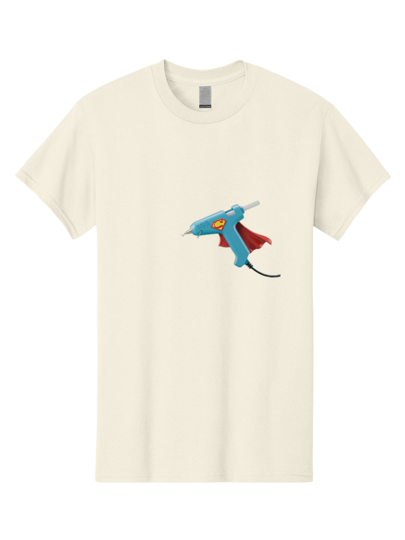 Superman-Glue-Gun Men'S Graphic Tee, 100% Cotton, Comfortable Casual Summer Wear, Machine Washable, Hot Glue Gun, Diy Tool, Crafting Supplies, Red Cape, Superhero Theme, Crafts, Superglue, Crafting, Arts And Crafts, Creative Projects, Handmade Bad797