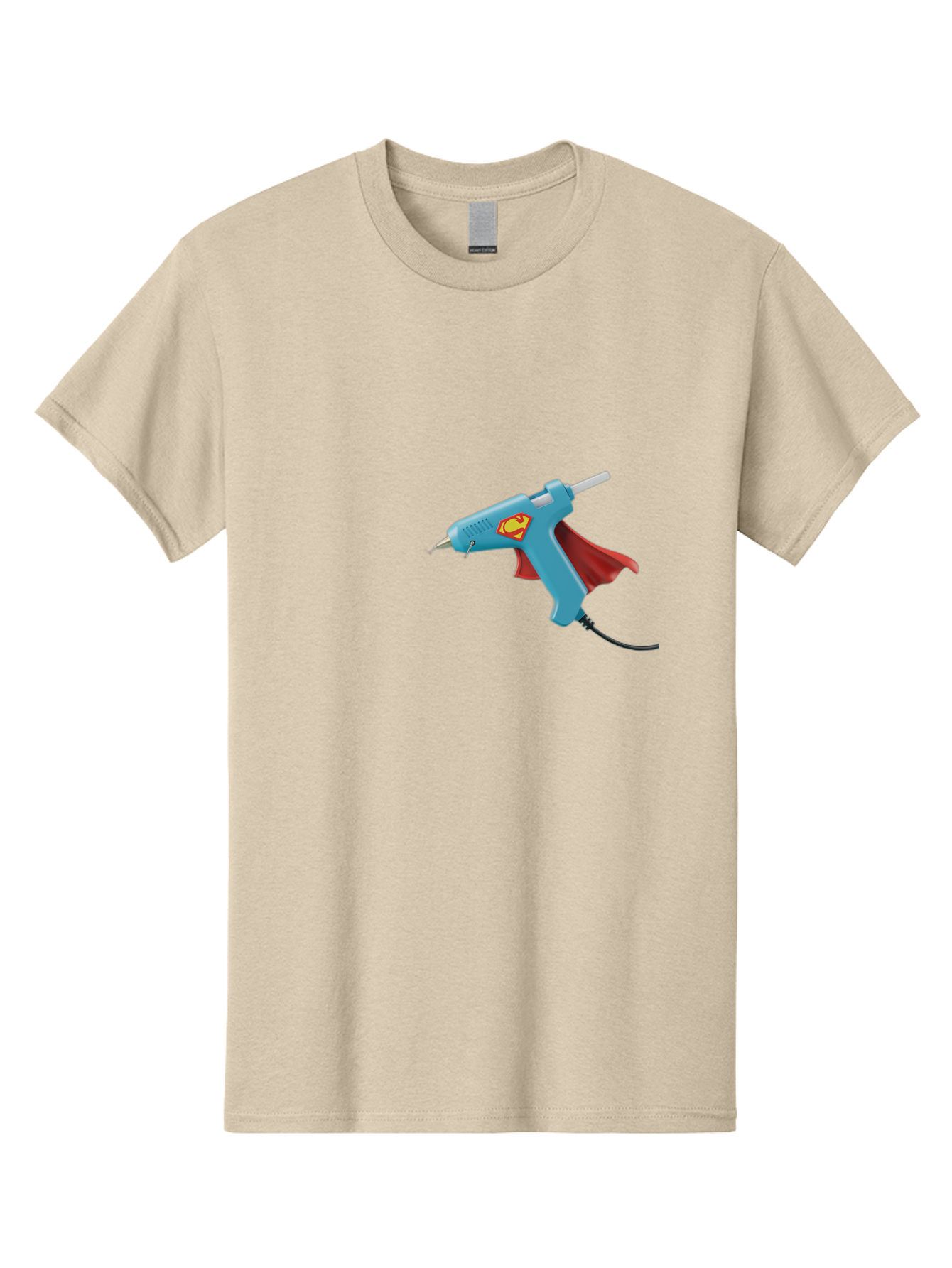 Superman-Glue-Gun Men'S Graphic Tee, 100% Cotton, Comfortable Casual Summer Wear, Machine Washable, Hot Glue Gun, Diy Tool, Crafting Supplies, Red Cape, Superhero Theme, Crafts, Superglue, Crafting, Arts And Crafts, Creative Projects, Handmade Bad797