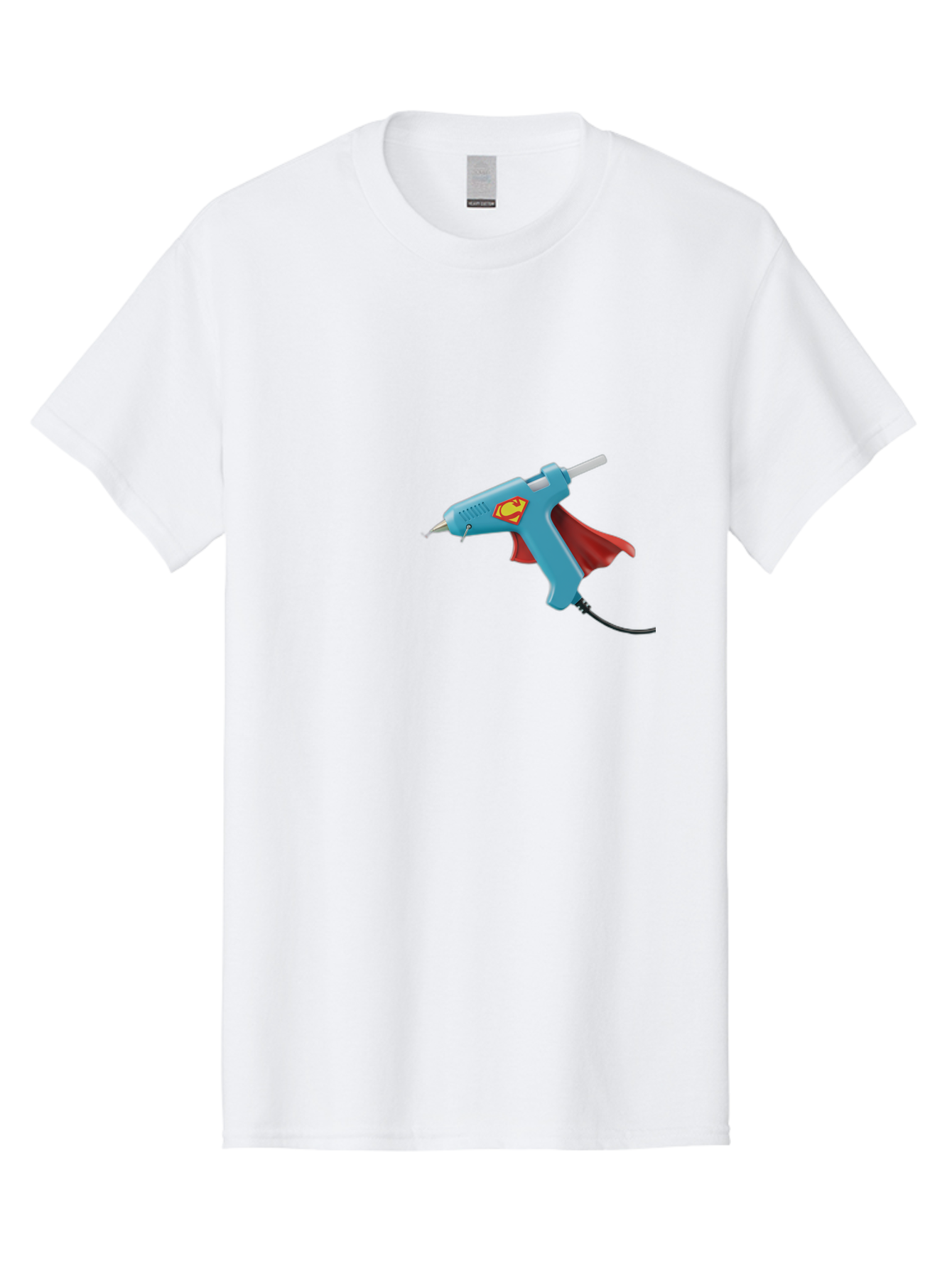 Superman-Glue-Gun Men'S Graphic Tee, 100% Cotton, Comfortable Casual Summer Wear, Machine Washable, Hot Glue Gun, Diy Tool, Crafting Supplies, Red Cape, Superhero Theme, Crafts, Superglue, Crafting, Arts And Crafts, Creative Projects, Handmade Bad797
