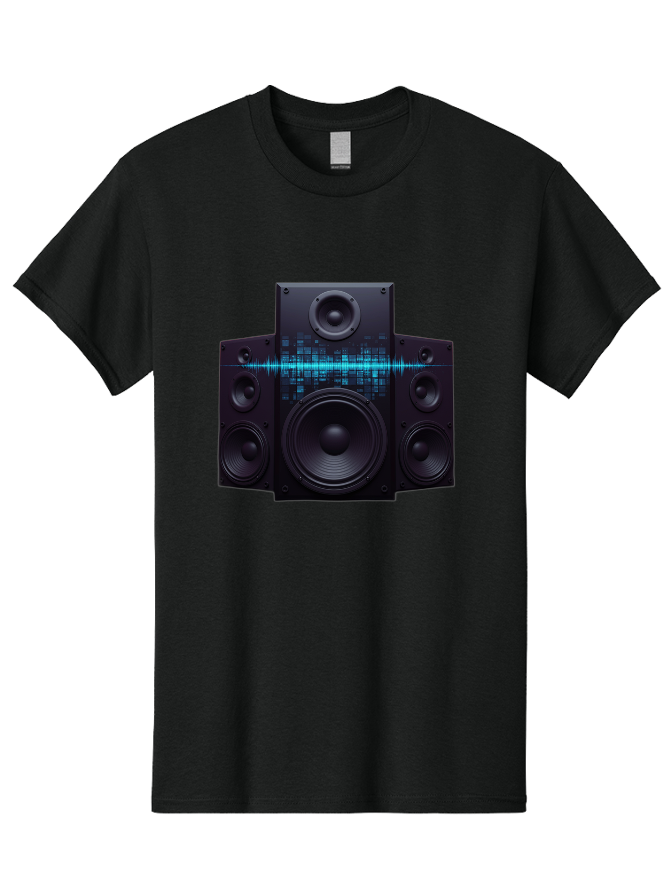 Surround-Sound-Speakers Men'S Graphic Tee, 100% Cotton, Comfortable Casual Summer Wear, Machine Washable, High-Quality Speakers, Home Audio System, Sound Wave, Audio Equipment, Music Speakers, Sound Technology, Audio Visual, Sound System Bad798
