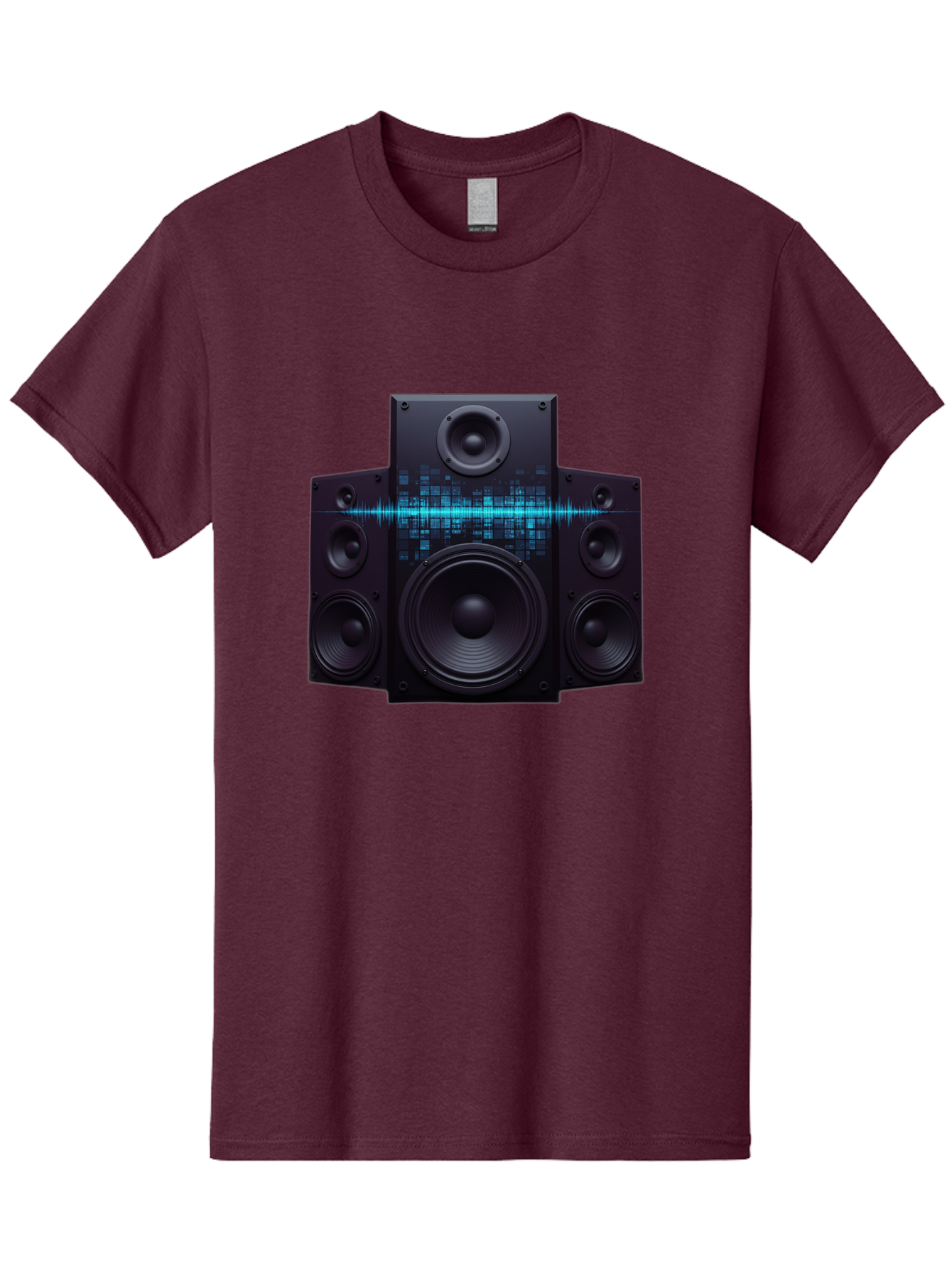 Surround-Sound-Speakers Men'S Graphic Tee, 100% Cotton, Comfortable Casual Summer Wear, Machine Washable, High-Quality Speakers, Home Audio System, Sound Wave, Audio Equipment, Music Speakers, Sound Technology, Audio Visual, Sound System Bad798