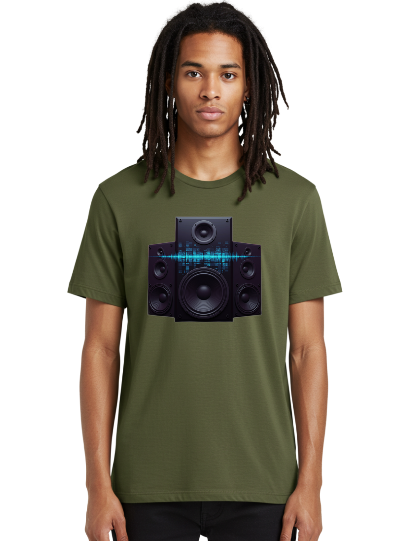 Surround-Sound-Speakers Men'S Graphic Tee, 100% Cotton, Comfortable Casual Summer Wear, Machine Washable, High-Quality Speakers, Home Audio System, Sound Wave, Audio Equipment, Music Speakers, Sound Technology, Audio Visual, Sound System Bad798