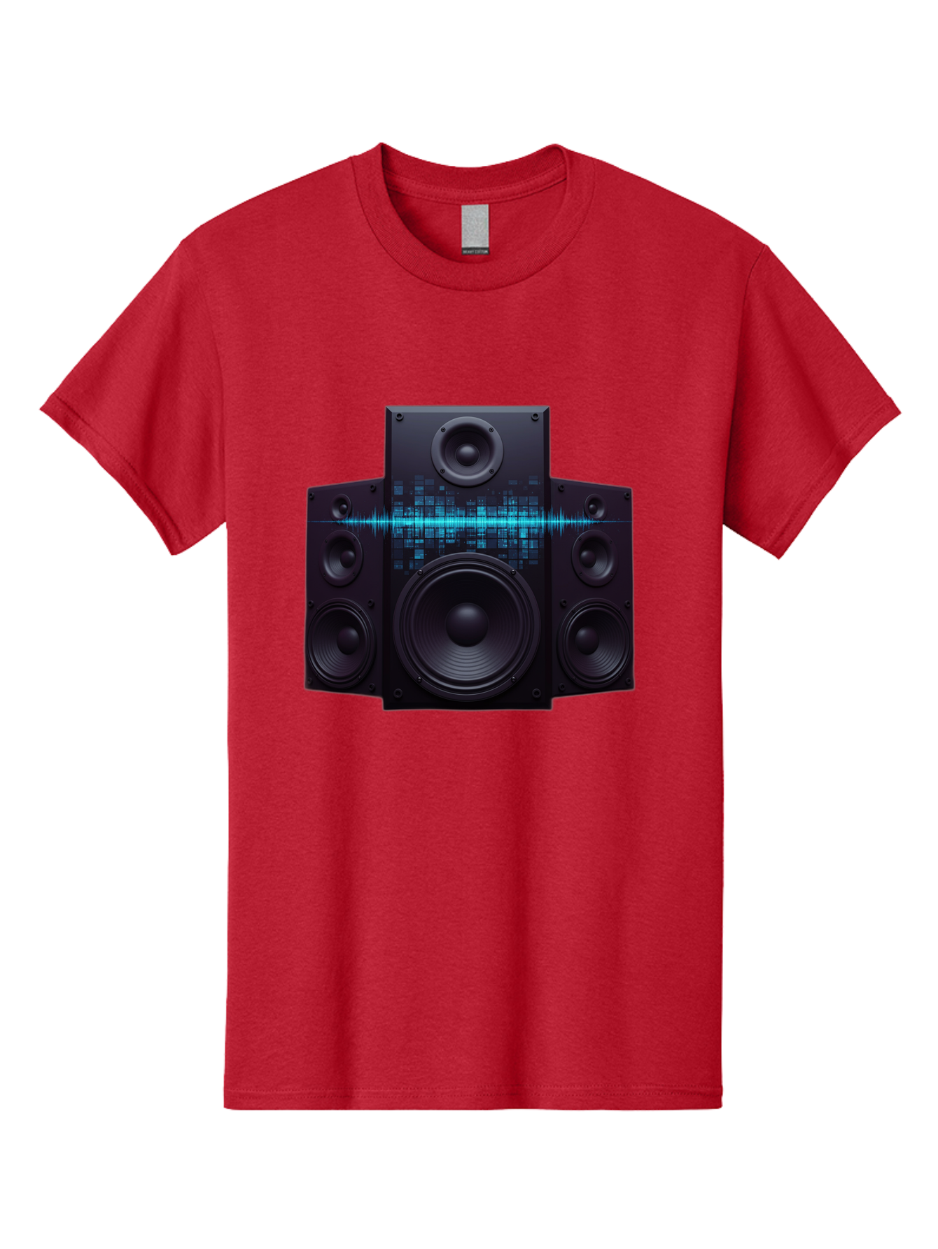 Surround-Sound-Speakers Men'S Graphic Tee, 100% Cotton, Comfortable Casual Summer Wear, Machine Washable, High-Quality Speakers, Home Audio System, Sound Wave, Audio Equipment, Music Speakers, Sound Technology, Audio Visual, Sound System Bad798
