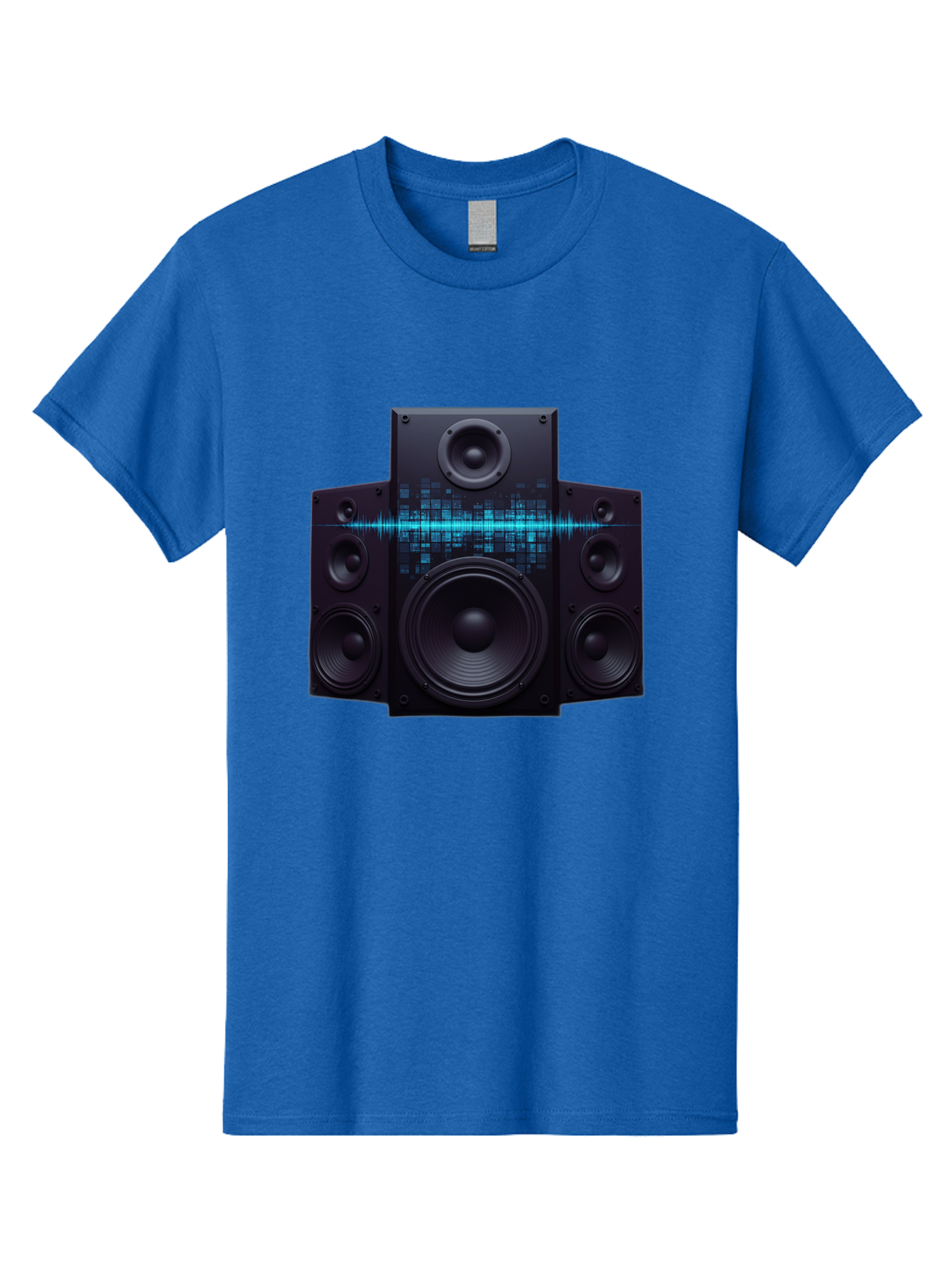 Surround-Sound-Speakers Men'S Graphic Tee, 100% Cotton, Comfortable Casual Summer Wear, Machine Washable, High-Quality Speakers, Home Audio System, Sound Wave, Audio Equipment, Music Speakers, Sound Technology, Audio Visual, Sound System Bad798