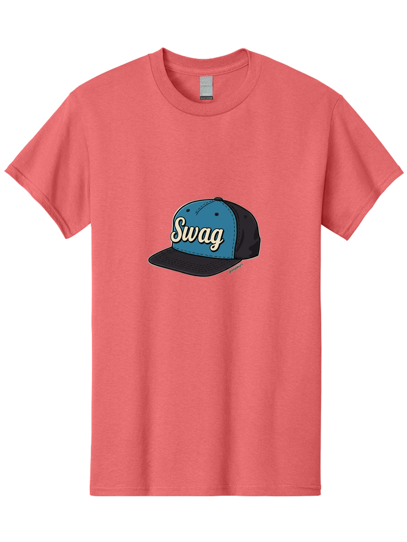 Swag-Baseball-Cap Men'S Graphic Tee, 100% Cotton, Comfortable Casual Summer Wear, Machine Washable, Baseball Cap, Swag Text, Blue And Black Hat, Trendy Accessory, Streetwear Fashion, Stylish Design, Cool Cap, Fashion Statement, Bad799