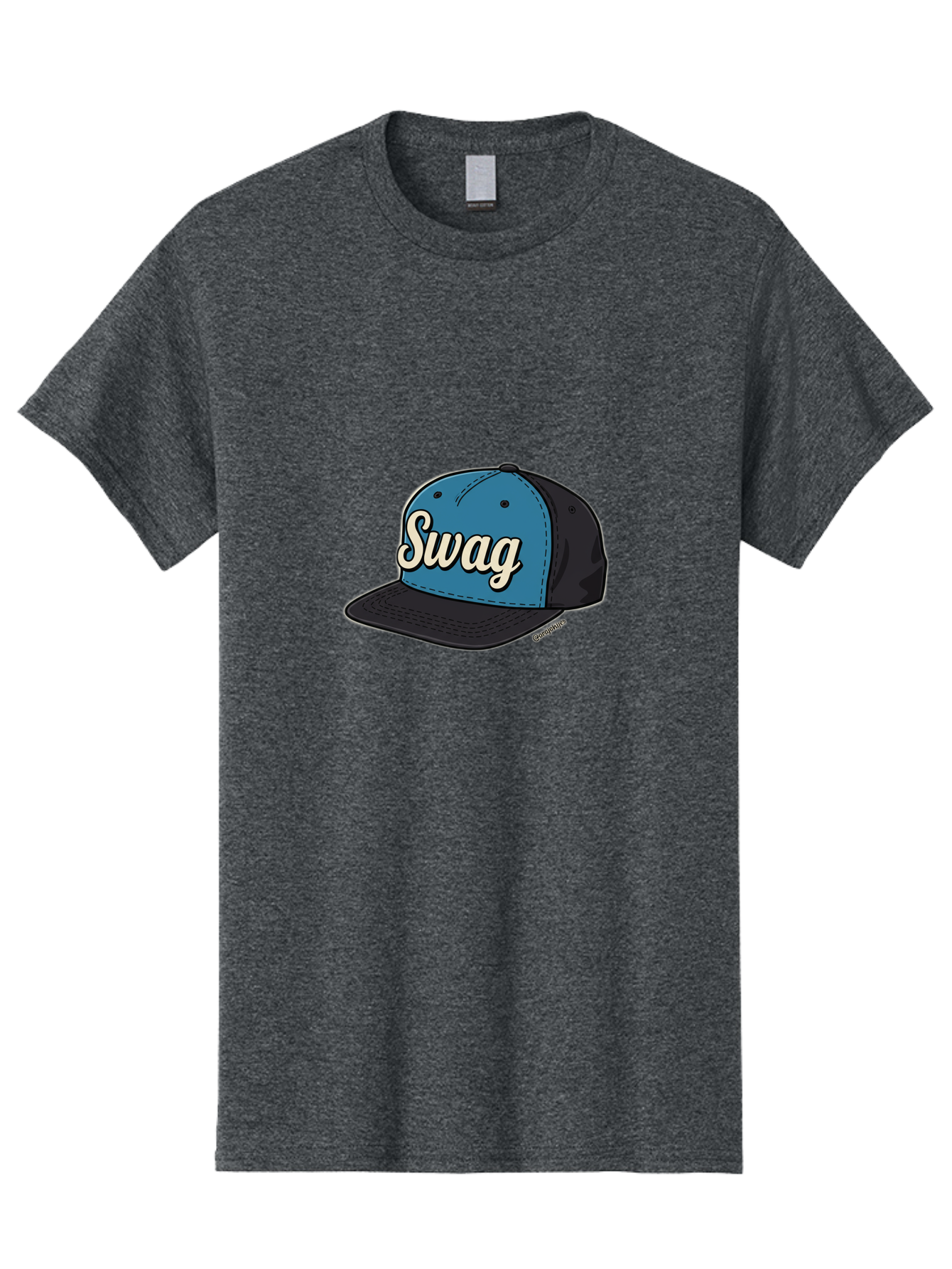 Swag-Baseball-Cap Men'S Graphic Tee, 100% Cotton, Comfortable Casual Summer Wear, Machine Washable, Baseball Cap, Swag Text, Blue And Black Hat, Trendy Accessory, Streetwear Fashion, Stylish Design, Cool Cap, Fashion Statement, Bad799