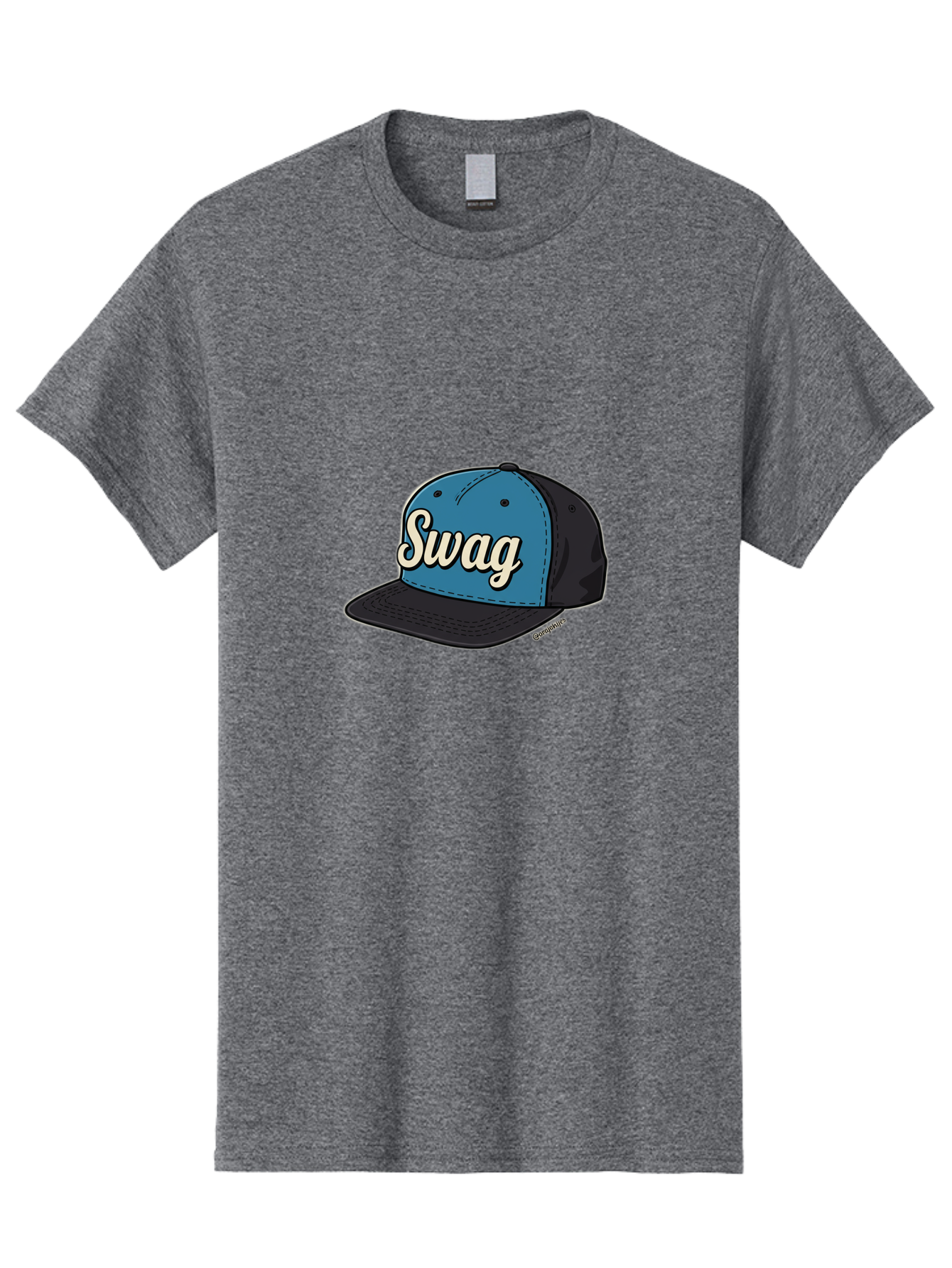 Swag-Baseball-Cap Men'S Graphic Tee, 100% Cotton, Comfortable Casual Summer Wear, Machine Washable, Baseball Cap, Swag Text, Blue And Black Hat, Trendy Accessory, Streetwear Fashion, Stylish Design, Cool Cap, Fashion Statement, Bad799