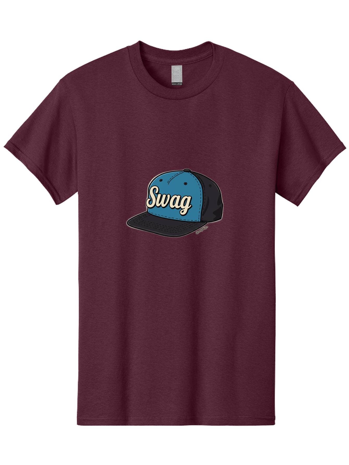 Swag-Baseball-Cap Men'S Graphic Tee, 100% Cotton, Comfortable Casual Summer Wear, Machine Washable, Baseball Cap, Swag Text, Blue And Black Hat, Trendy Accessory, Streetwear Fashion, Stylish Design, Cool Cap, Fashion Statement, Bad799