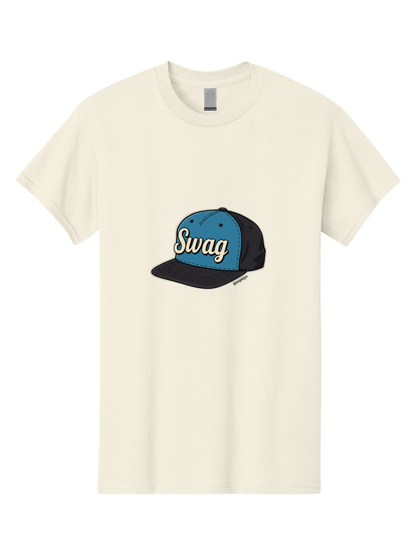 Swag-Baseball-Cap Men'S Graphic Tee, 100% Cotton, Comfortable Casual Summer Wear, Machine Washable, Baseball Cap, Swag Text, Blue And Black Hat, Trendy Accessory, Streetwear Fashion, Stylish Design, Cool Cap, Fashion Statement, Bad799