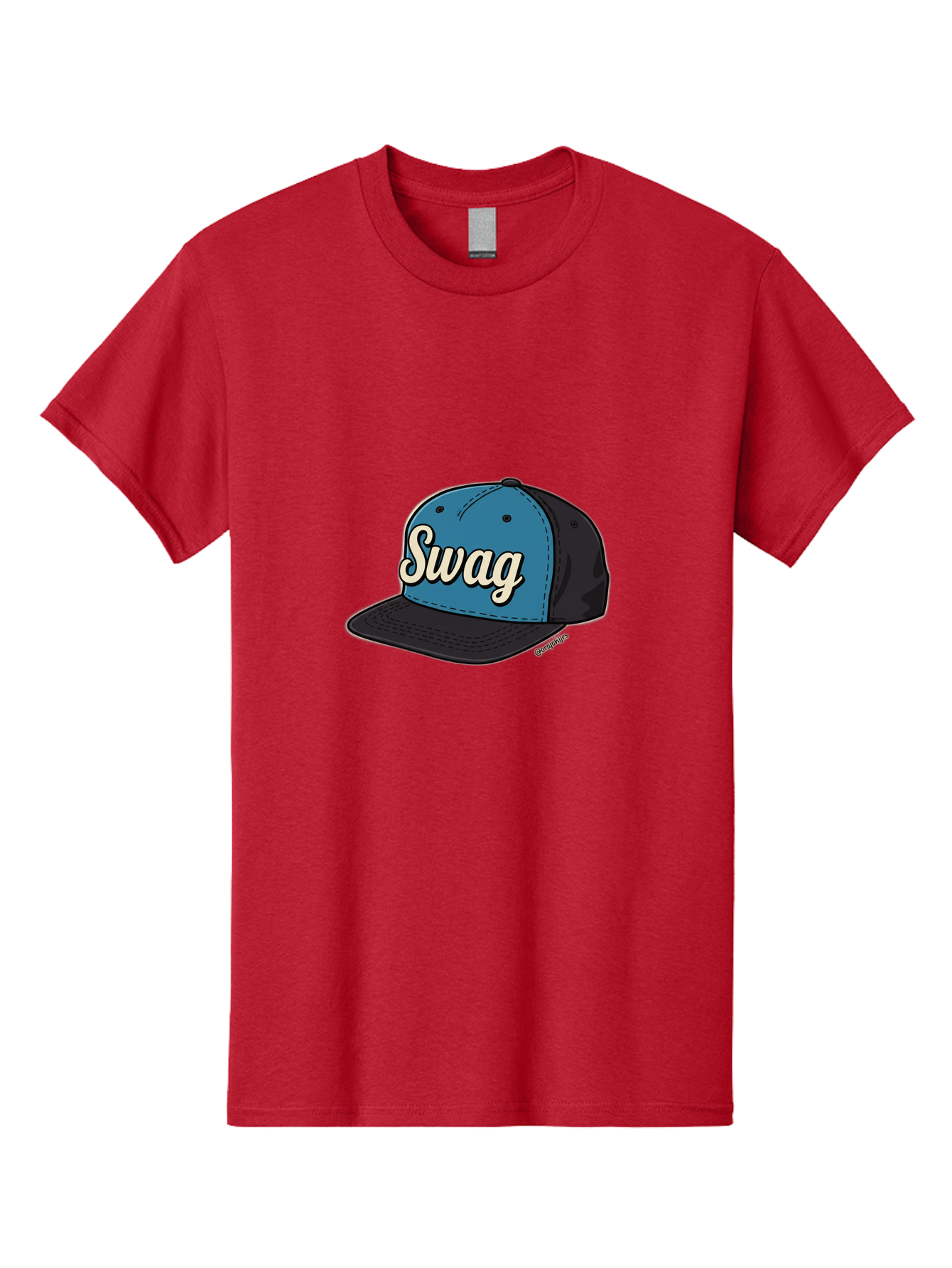 Swag-Baseball-Cap Men'S Graphic Tee, 100% Cotton, Comfortable Casual Summer Wear, Machine Washable, Baseball Cap, Swag Text, Blue And Black Hat, Trendy Accessory, Streetwear Fashion, Stylish Design, Cool Cap, Fashion Statement, Bad799