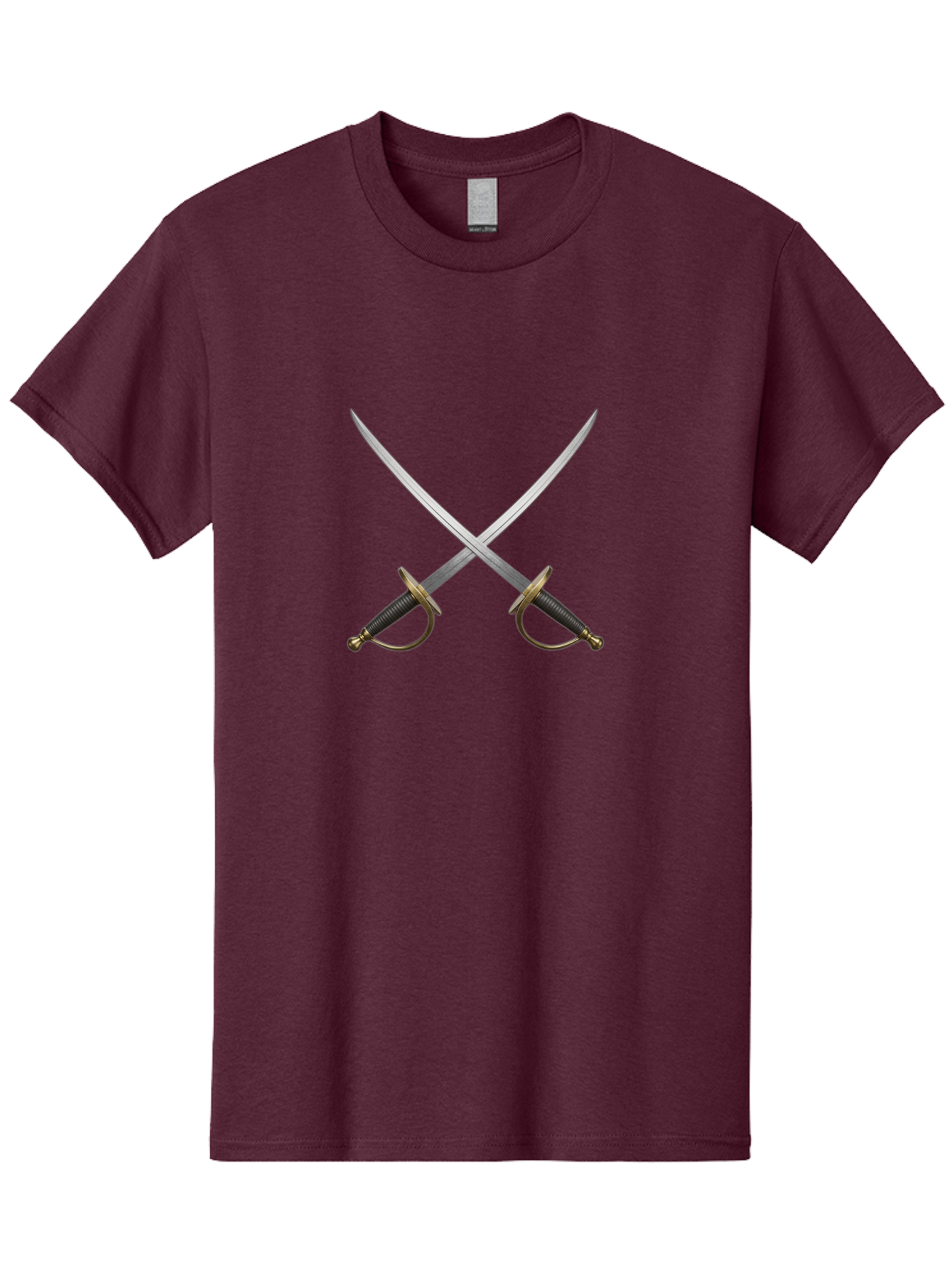 Swords Men'S Graphic Tee, 100% Cotton, Comfortable Casual Summer Wear, Machine Washable, Crossed Swords, Naval Swords, Sword Duel, Military Swords, Crossed Weapons, Fighting Blades, Naval Combat, Historical Swords, Pirate Swords, Bad800