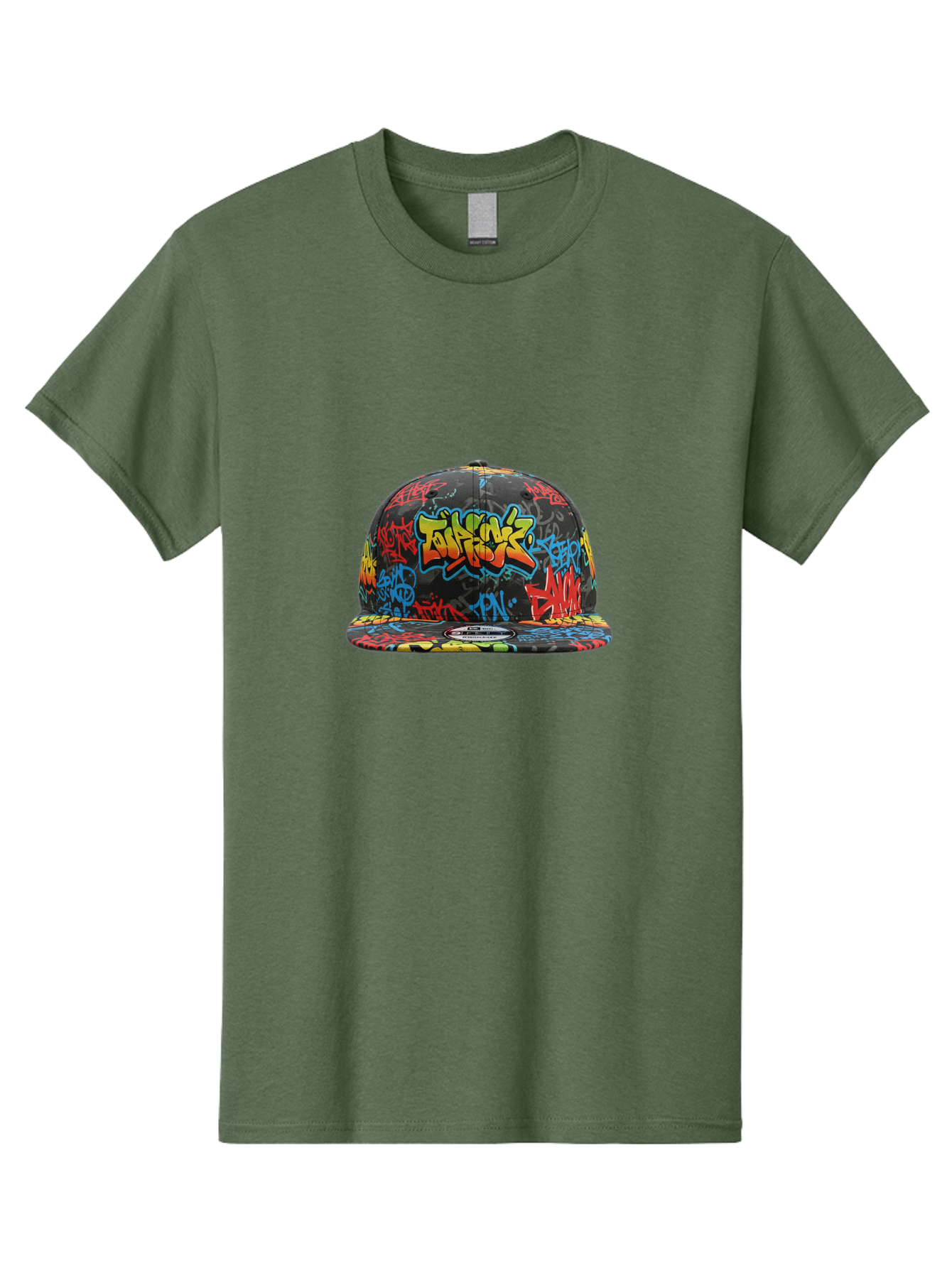 Talkfok-Graffiti-Baseball-Cap Men'S Graphic Tee, 100% Cotton, Comfortable Casual Summer Wear, Machine Washable, Graffiti Cap, Streetwear Fashion, Urban Style, Colorful Hat, Daft Punk, Vibrant Design, Street Art, Fashion Accessory, Trendy Hat, Bad801