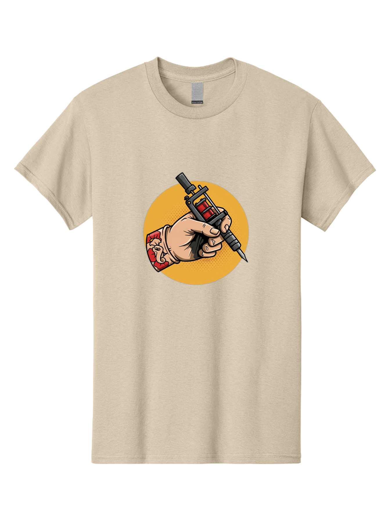 Tattoo-Machine-Hand Men'S Graphic Tee, 100% Cotton, Comfortable Casual Summer Wear, Machine Washable, Tattoo Machine, Tattooed Hand, Tattoo Art, Body Art, Inked Art, Tattoo Artist, Tattoo Culture, Artistry, Creativity Bad807