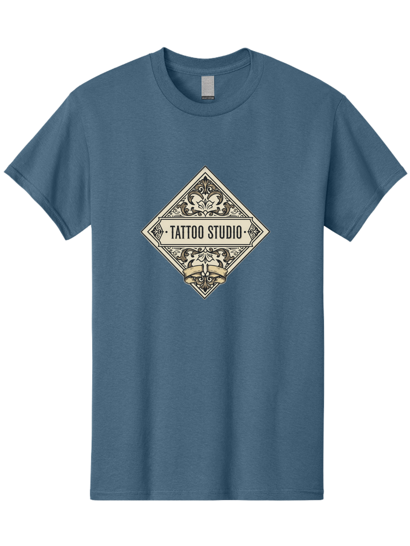 Tattoo-Studio-1 Men'S Graphic Tee, 100% Cotton, Comfortable Casual Summer Wear, Machine Washable, Tattoo Studio Logo, Vintage Design, Ornate Details, Floral Patterns, Classic Typography, Tattoo Parlor Branding, Ink Art, Body Art Studio Bad815