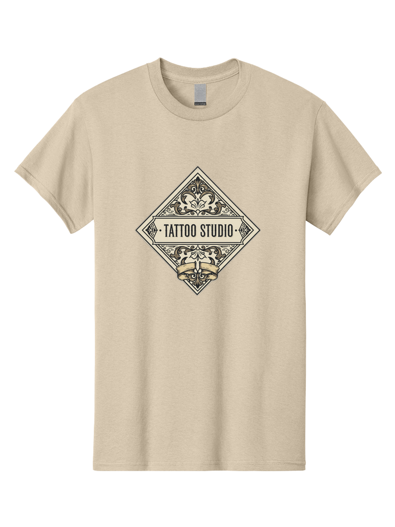 Tattoo-Studio-1 Men'S Graphic Tee, 100% Cotton, Comfortable Casual Summer Wear, Machine Washable, Tattoo Studio Logo, Vintage Design, Ornate Details, Floral Patterns, Classic Typography, Tattoo Parlor Branding, Ink Art, Body Art Studio Bad815
