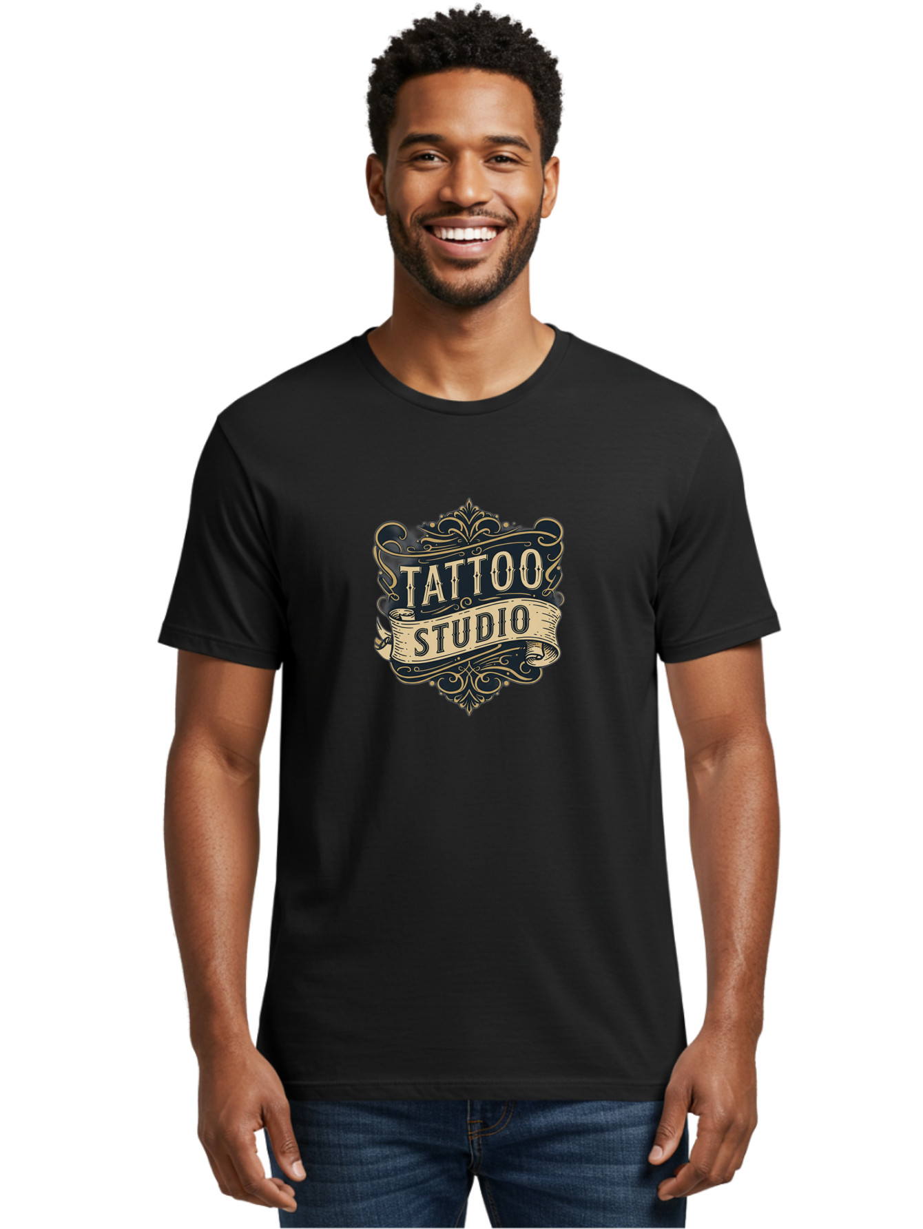 Tattoo-Studio-2 Men'S Graphic Tee, 100% Cotton, Comfortable Casual Summer Wear, Machine Washable, Tattoo Studio, Vintage Logo, Ornate Design, Classic Typography, Body Art, Tattoo Parlor, Ink Art, Tattoo Artist Bad816
