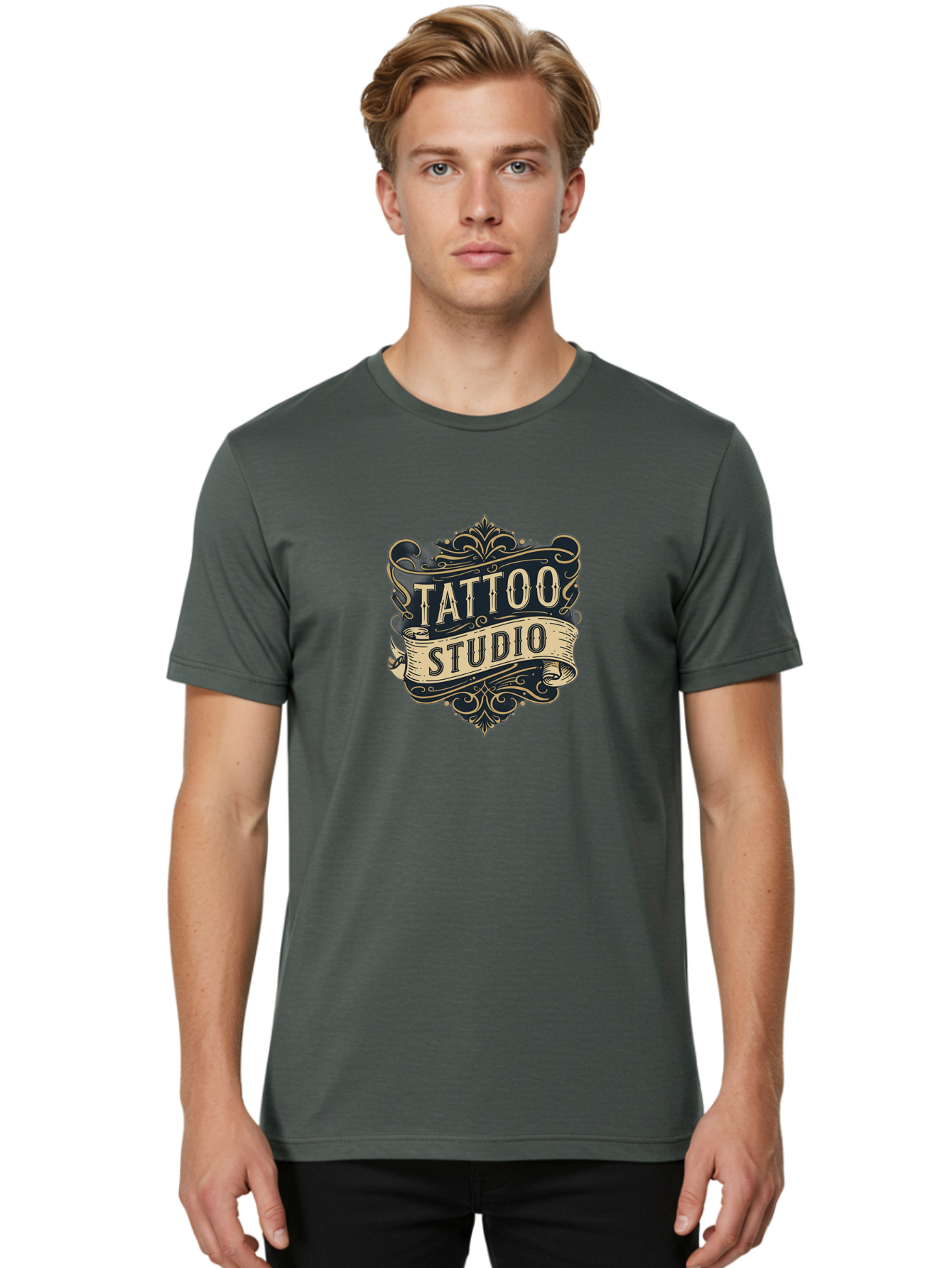 Tattoo-Studio-2 Men'S Graphic Tee, 100% Cotton, Comfortable Casual Summer Wear, Machine Washable, Tattoo Studio, Vintage Logo, Ornate Design, Classic Typography, Body Art, Tattoo Parlor, Ink Art, Tattoo Artist Bad816