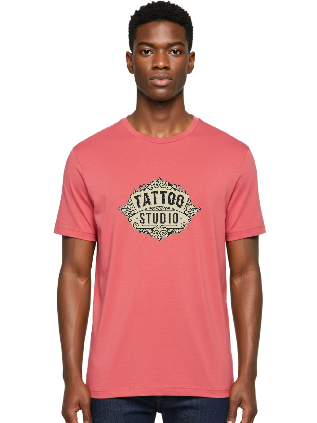 Tattoo-Studio-4 Men'S Graphic Tee, 100% Cotton, Comfortable Casual Summer Wear, Machine Washable, Tattoo Studio, Vintage Logo, Ornate Design, Black And White, Tattoo Art, Body Art, Tattoo Parlor, Ink Studio Bad818