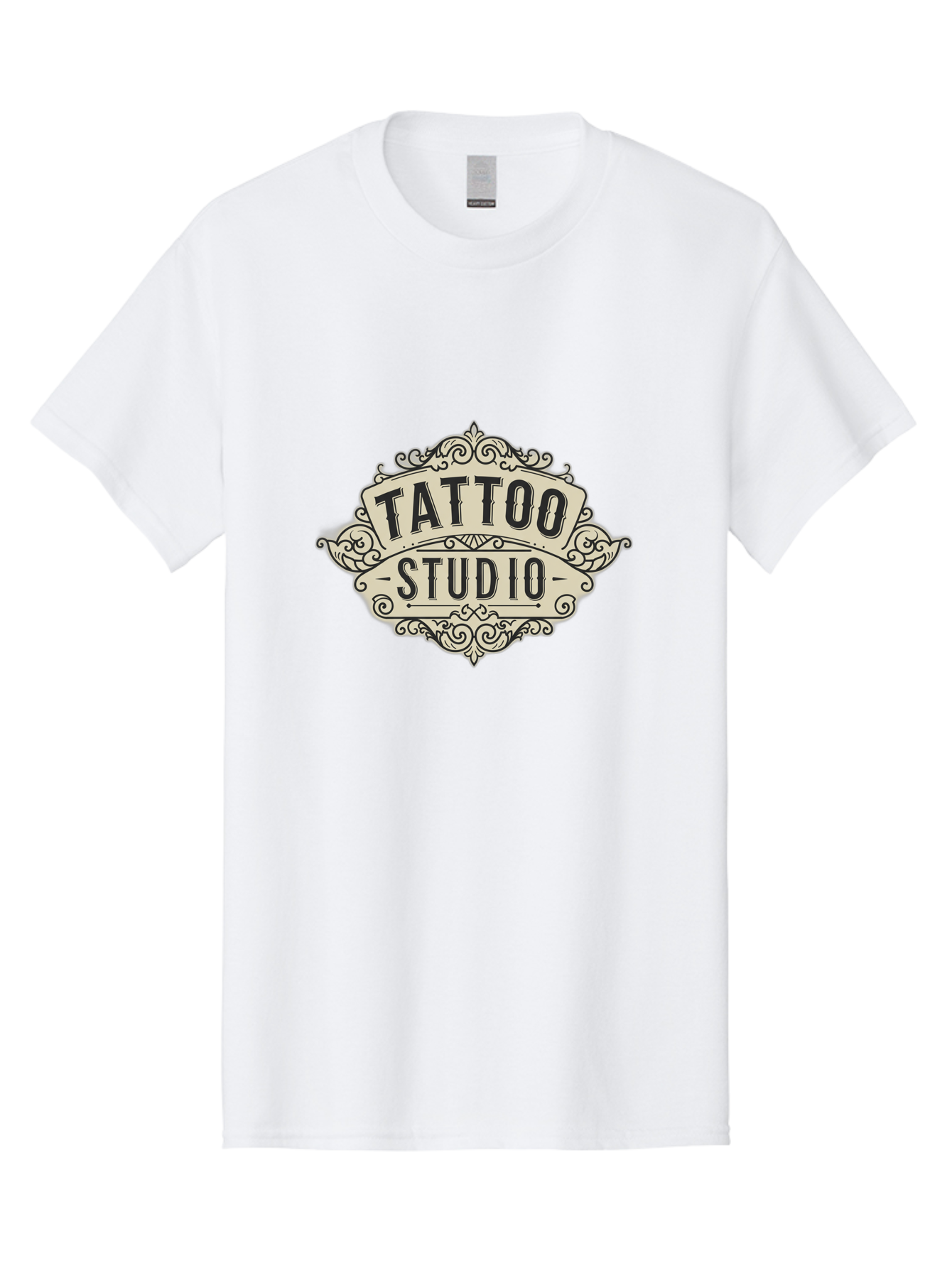 Tattoo-Studio-4 Men'S Graphic Tee, 100% Cotton, Comfortable Casual Summer Wear, Machine Washable, Tattoo Studio, Vintage Logo, Ornate Design, Black And White, Tattoo Art, Body Art, Tattoo Parlor, Ink Studio Bad818
