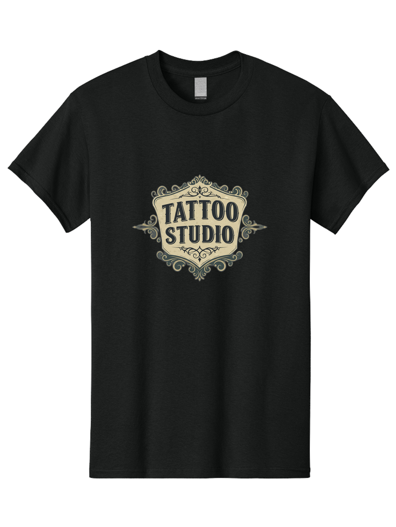 Tattoo-Studio-5 Men'S Graphic Tee, 100% Cotton, Comfortable Casual Summer Wear, Machine Washable, Tattoo Studio, Tattoo Art, Body Art, Ink Designs, Tattoo Parlor, Custom Tattoos, Intricate Details, Ornate Frames, Vintage Style Bad819