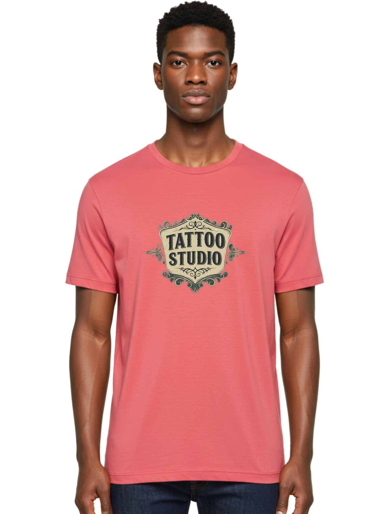 Tattoo-Studio-5 Men'S Graphic Tee, 100% Cotton, Comfortable Casual Summer Wear, Machine Washable, Tattoo Studio, Tattoo Art, Body Art, Ink Designs, Tattoo Parlor, Custom Tattoos, Intricate Details, Ornate Frames, Vintage Style Bad819