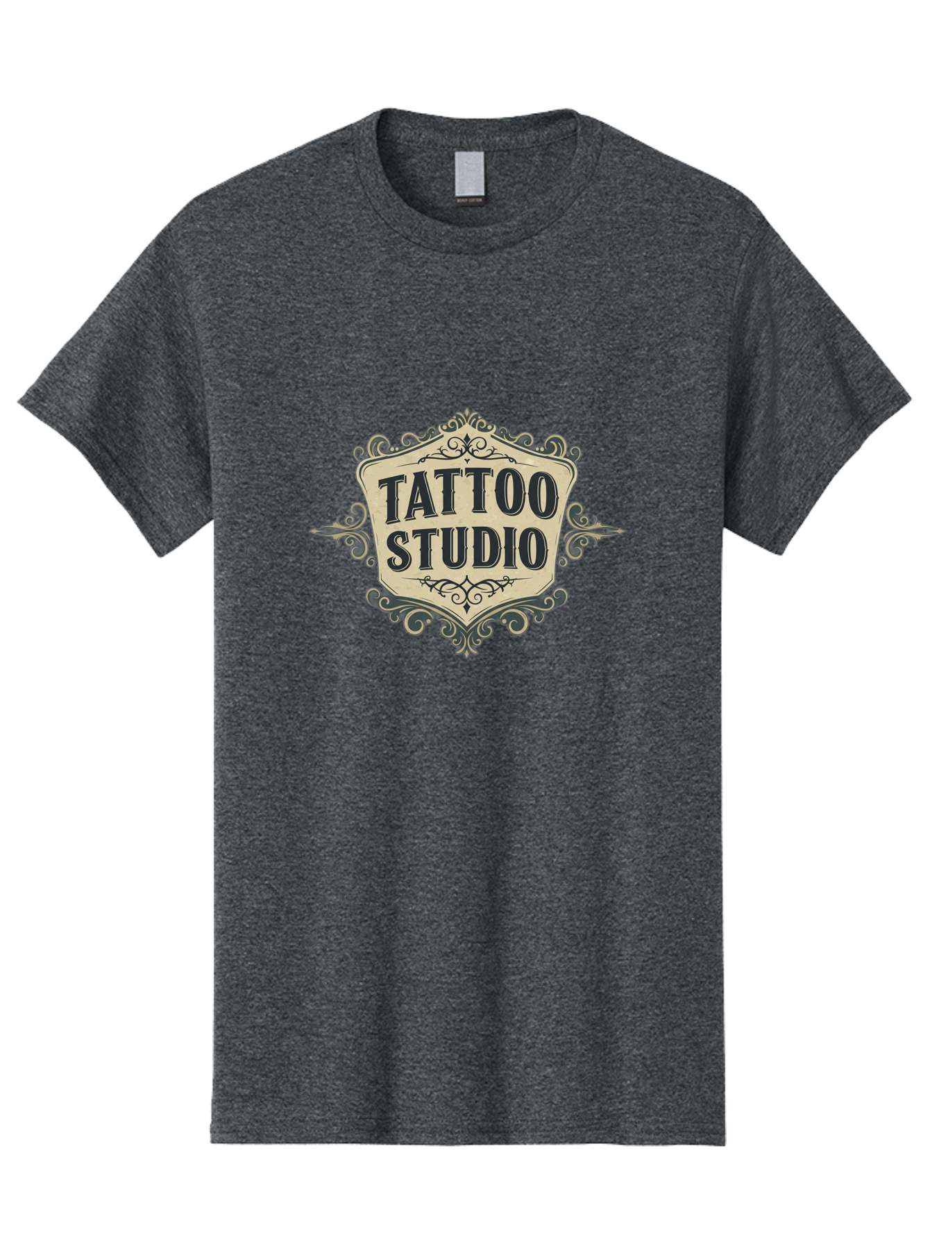 Tattoo-Studio-5 Men'S Graphic Tee, 100% Cotton, Comfortable Casual Summer Wear, Machine Washable, Tattoo Studio, Tattoo Art, Body Art, Ink Designs, Tattoo Parlor, Custom Tattoos, Intricate Details, Ornate Frames, Vintage Style Bad819