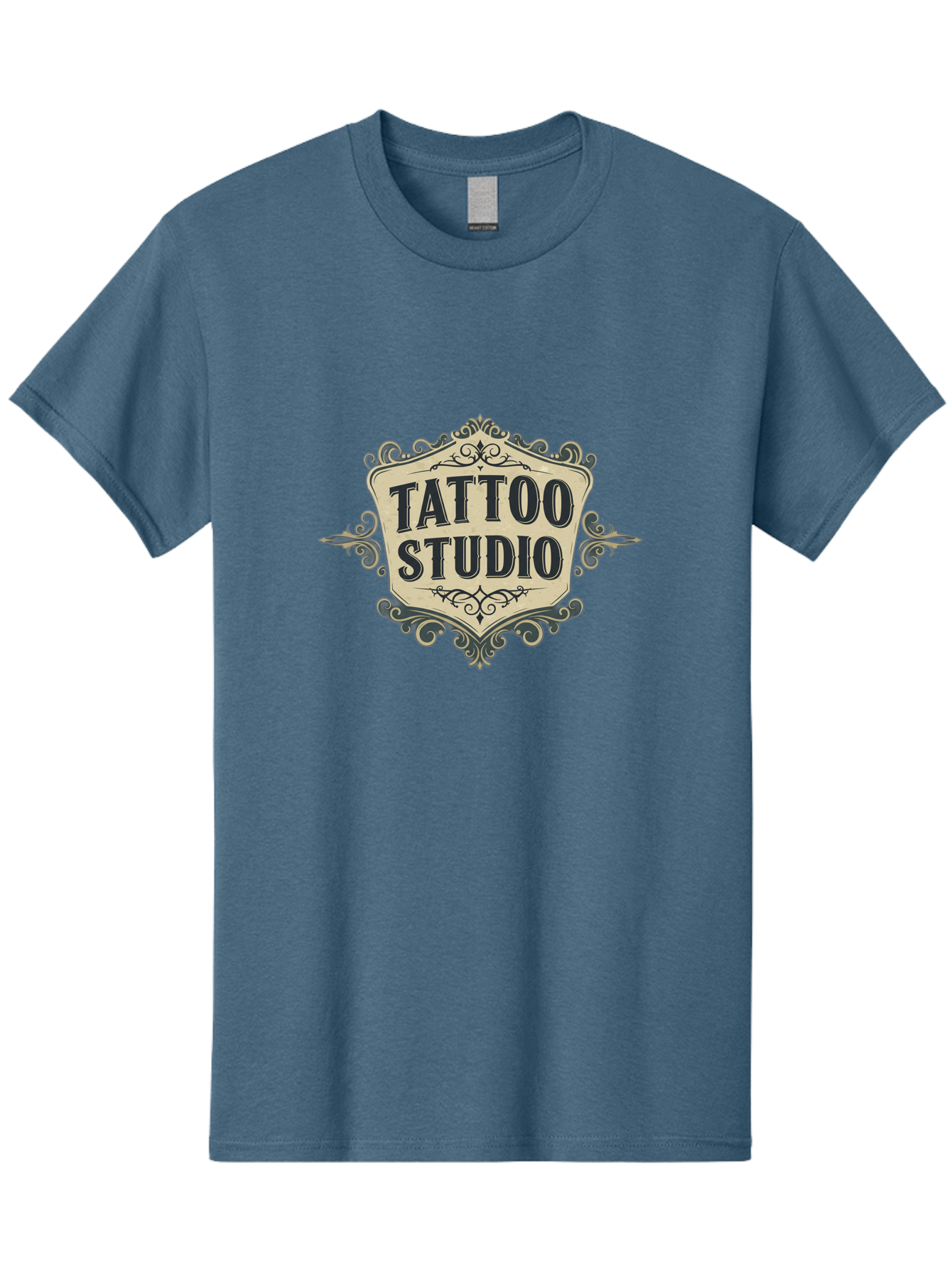 Tattoo-Studio-5 Men'S Graphic Tee, 100% Cotton, Comfortable Casual Summer Wear, Machine Washable, Tattoo Studio, Tattoo Art, Body Art, Ink Designs, Tattoo Parlor, Custom Tattoos, Intricate Details, Ornate Frames, Vintage Style Bad819