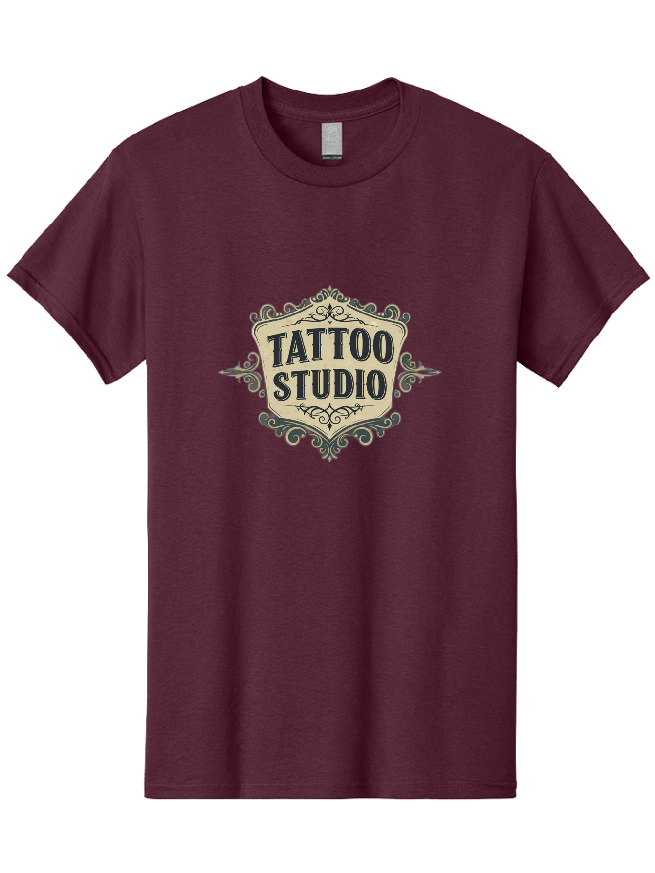 Tattoo-Studio-5 Men'S Graphic Tee, 100% Cotton, Comfortable Casual Summer Wear, Machine Washable, Tattoo Studio, Tattoo Art, Body Art, Ink Designs, Tattoo Parlor, Custom Tattoos, Intricate Details, Ornate Frames, Vintage Style Bad819