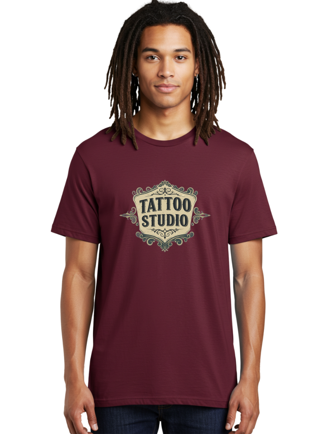 Tattoo-Studio-5 Men'S Graphic Tee, 100% Cotton, Comfortable Casual Summer Wear, Machine Washable, Tattoo Studio, Tattoo Art, Body Art, Ink Designs, Tattoo Parlor, Custom Tattoos, Intricate Details, Ornate Frames, Vintage Style Bad819
