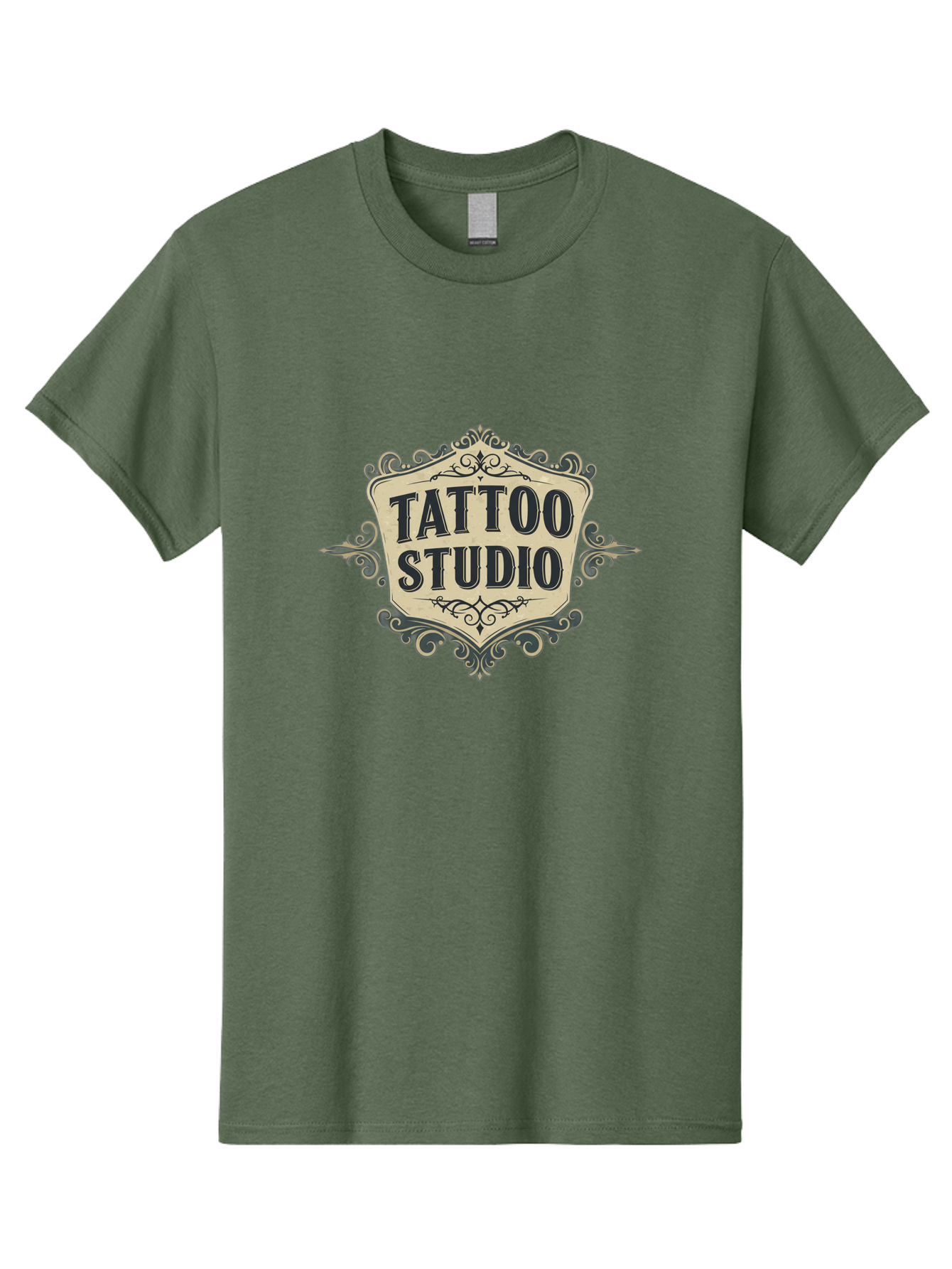 Tattoo-Studio-5 Men'S Graphic Tee, 100% Cotton, Comfortable Casual Summer Wear, Machine Washable, Tattoo Studio, Tattoo Art, Body Art, Ink Designs, Tattoo Parlor, Custom Tattoos, Intricate Details, Ornate Frames, Vintage Style Bad819