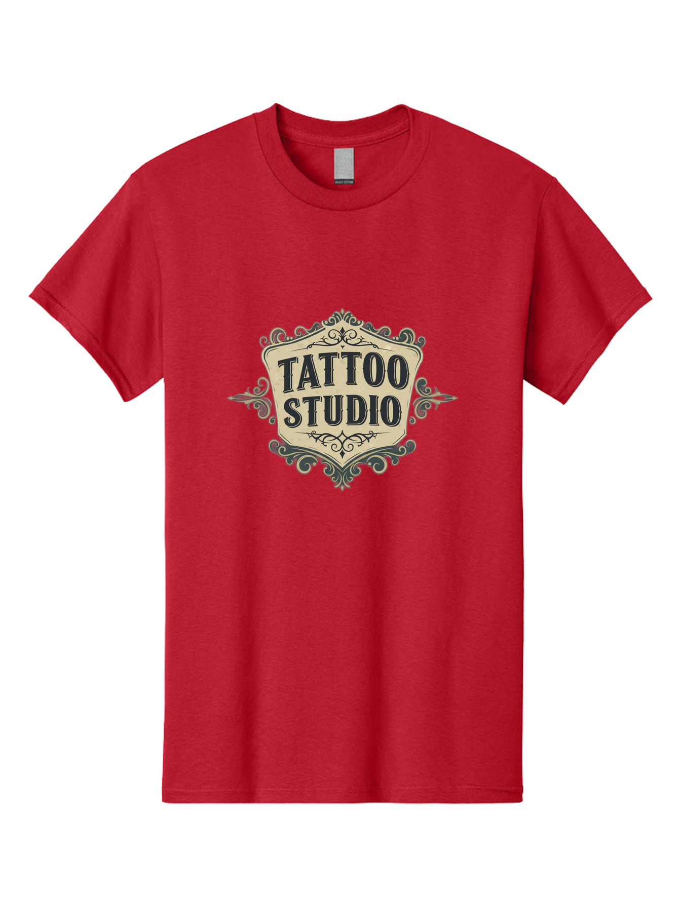 Tattoo-Studio-5 Men'S Graphic Tee, 100% Cotton, Comfortable Casual Summer Wear, Machine Washable, Tattoo Studio, Tattoo Art, Body Art, Ink Designs, Tattoo Parlor, Custom Tattoos, Intricate Details, Ornate Frames, Vintage Style Bad819