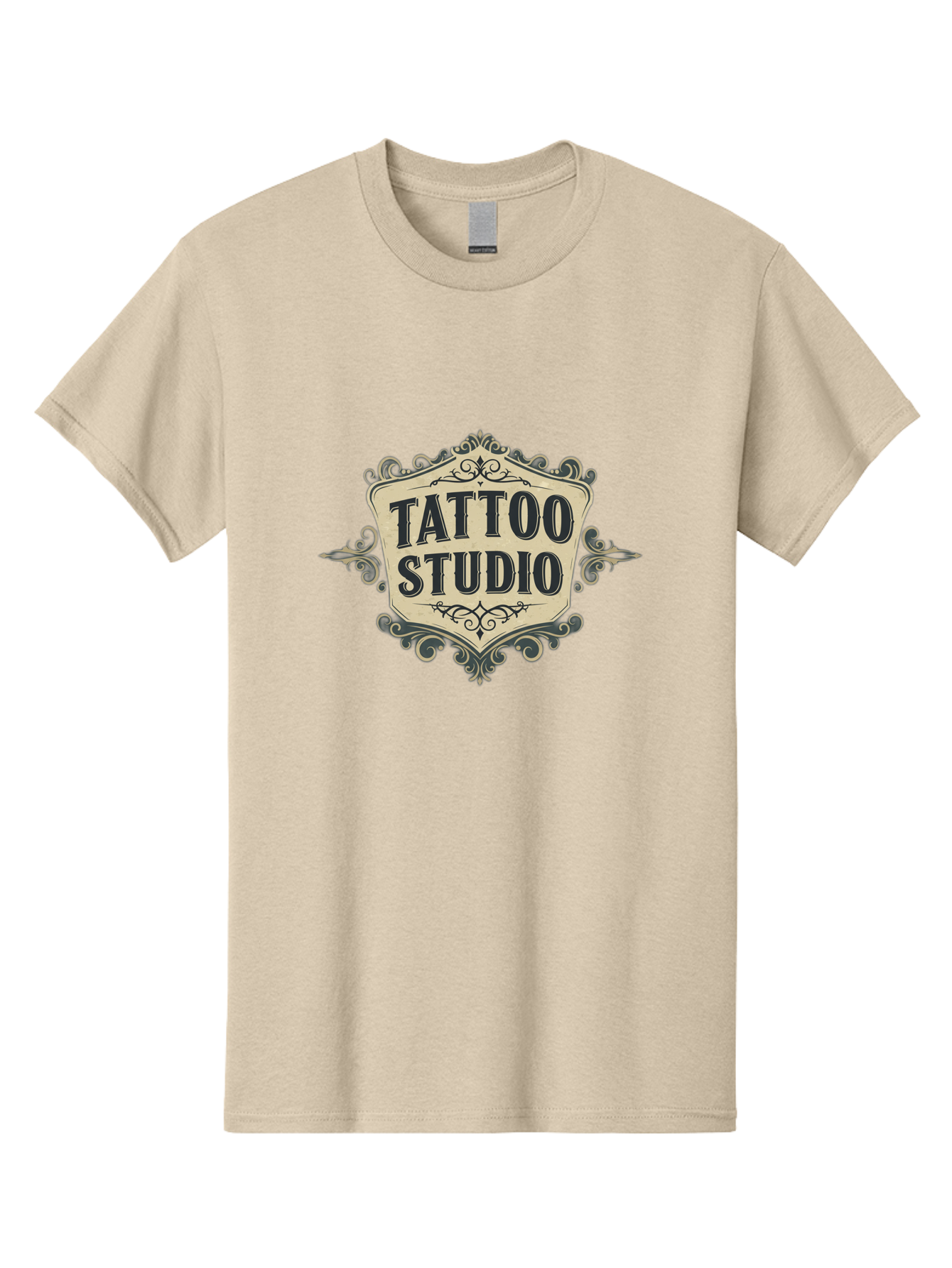 Tattoo-Studio-5 Men'S Graphic Tee, 100% Cotton, Comfortable Casual Summer Wear, Machine Washable, Tattoo Studio, Tattoo Art, Body Art, Ink Designs, Tattoo Parlor, Custom Tattoos, Intricate Details, Ornate Frames, Vintage Style Bad819