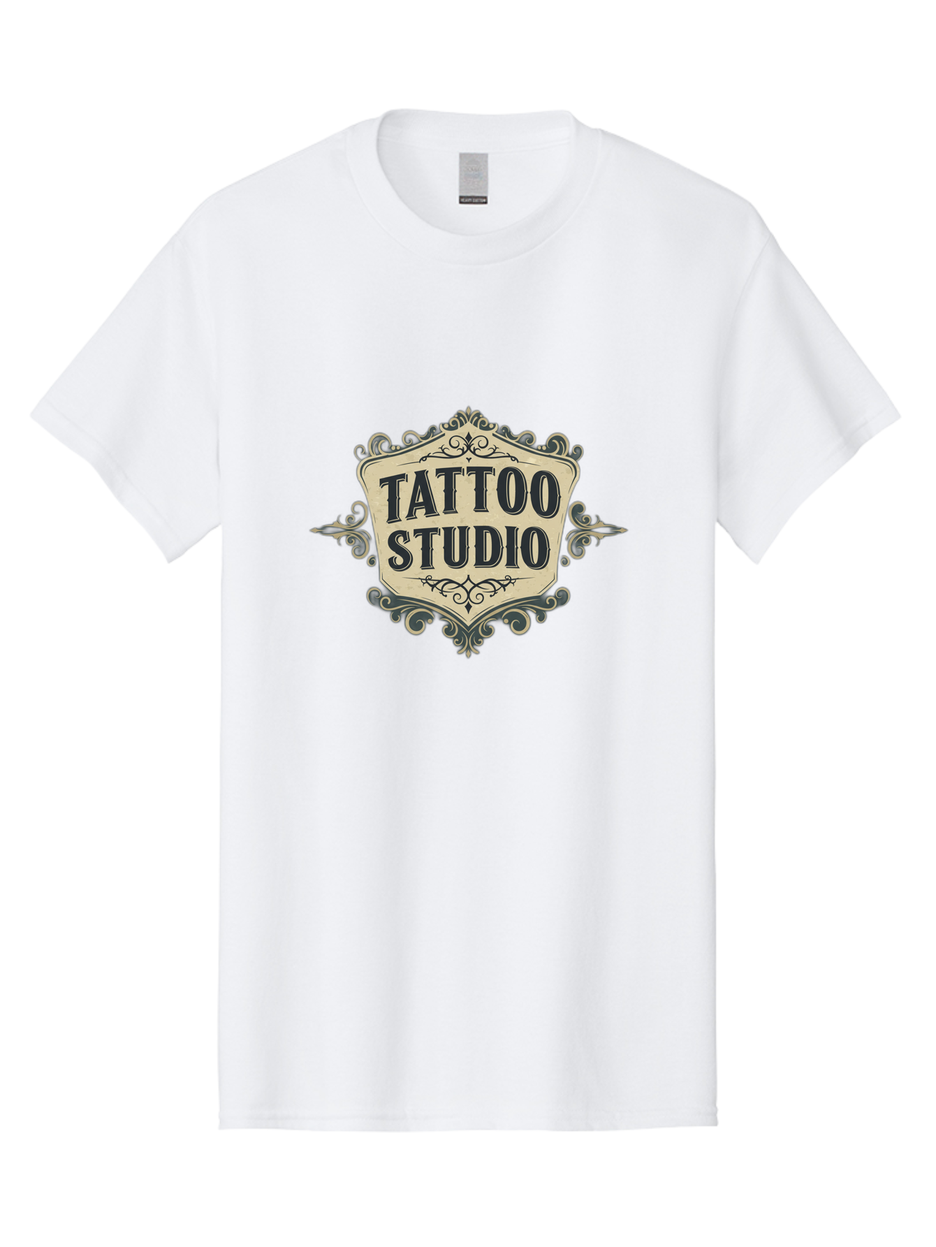 Tattoo-Studio-5 Men'S Graphic Tee, 100% Cotton, Comfortable Casual Summer Wear, Machine Washable, Tattoo Studio, Tattoo Art, Body Art, Ink Designs, Tattoo Parlor, Custom Tattoos, Intricate Details, Ornate Frames, Vintage Style Bad819