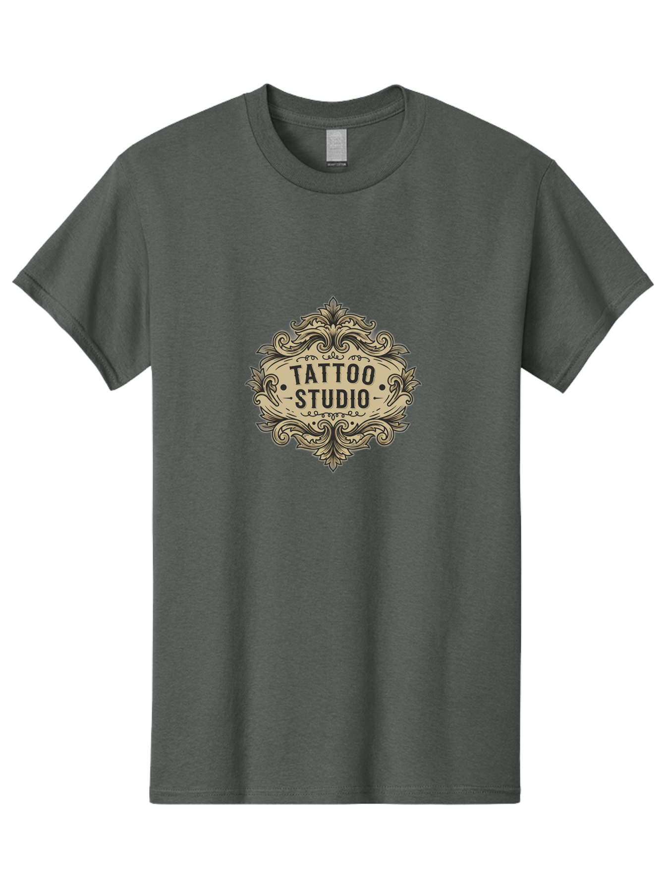 Tattoo-Studio-7 Men'S Graphic Tee, 100% Cotton, Comfortable Casual Summer Wear, Machine Washable, Tattoo Studio Logo, Vintage Design, Ornate Graphics, Classic Typography, Body Art, Tattoo Parlor, Intricate Details, Tattoo Artists Bad821