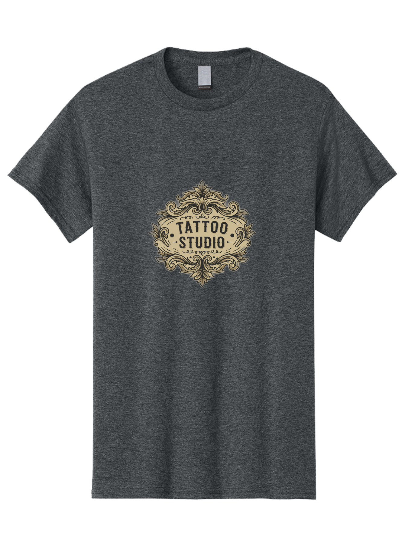 Tattoo-Studio-7 Men'S Graphic Tee, 100% Cotton, Comfortable Casual Summer Wear, Machine Washable, Tattoo Studio Logo, Vintage Design, Ornate Graphics, Classic Typography, Body Art, Tattoo Parlor, Intricate Details, Tattoo Artists Bad821